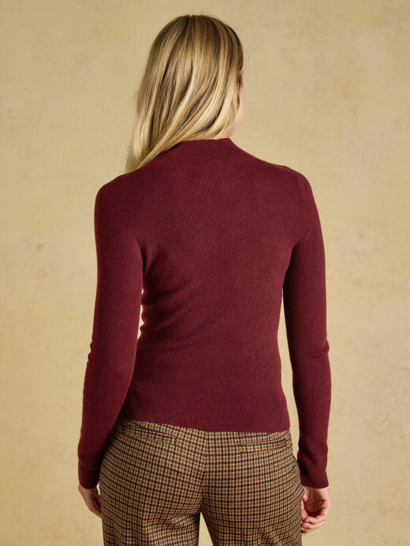Image 2 of 6 of Joules Womens Seamless Ribbed High Neck Slim Fit Top - Red