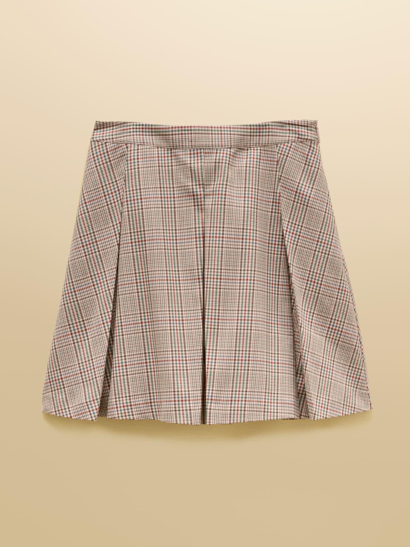 Image 6 of 6 of Joules Women's Pleated Tweed Check Mini Skirt - Brown