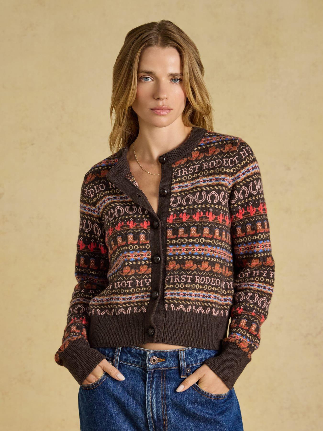 Image 1 of 6 of Joules Rodeo Cardigan - Chocolate Brown