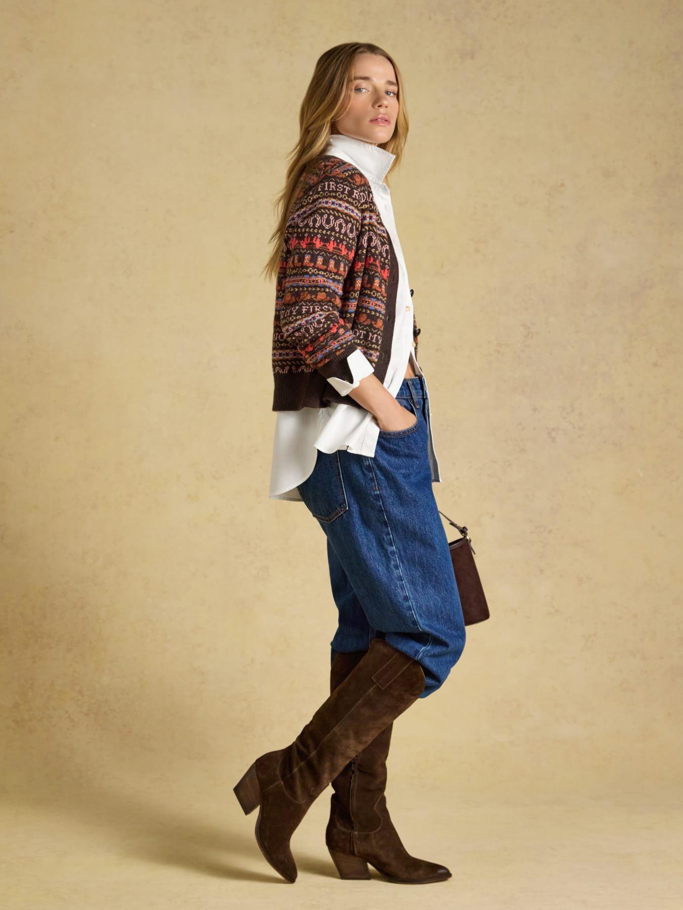 Image 3 of 6 of Joules Rodeo Cardigan - Chocolate Brown