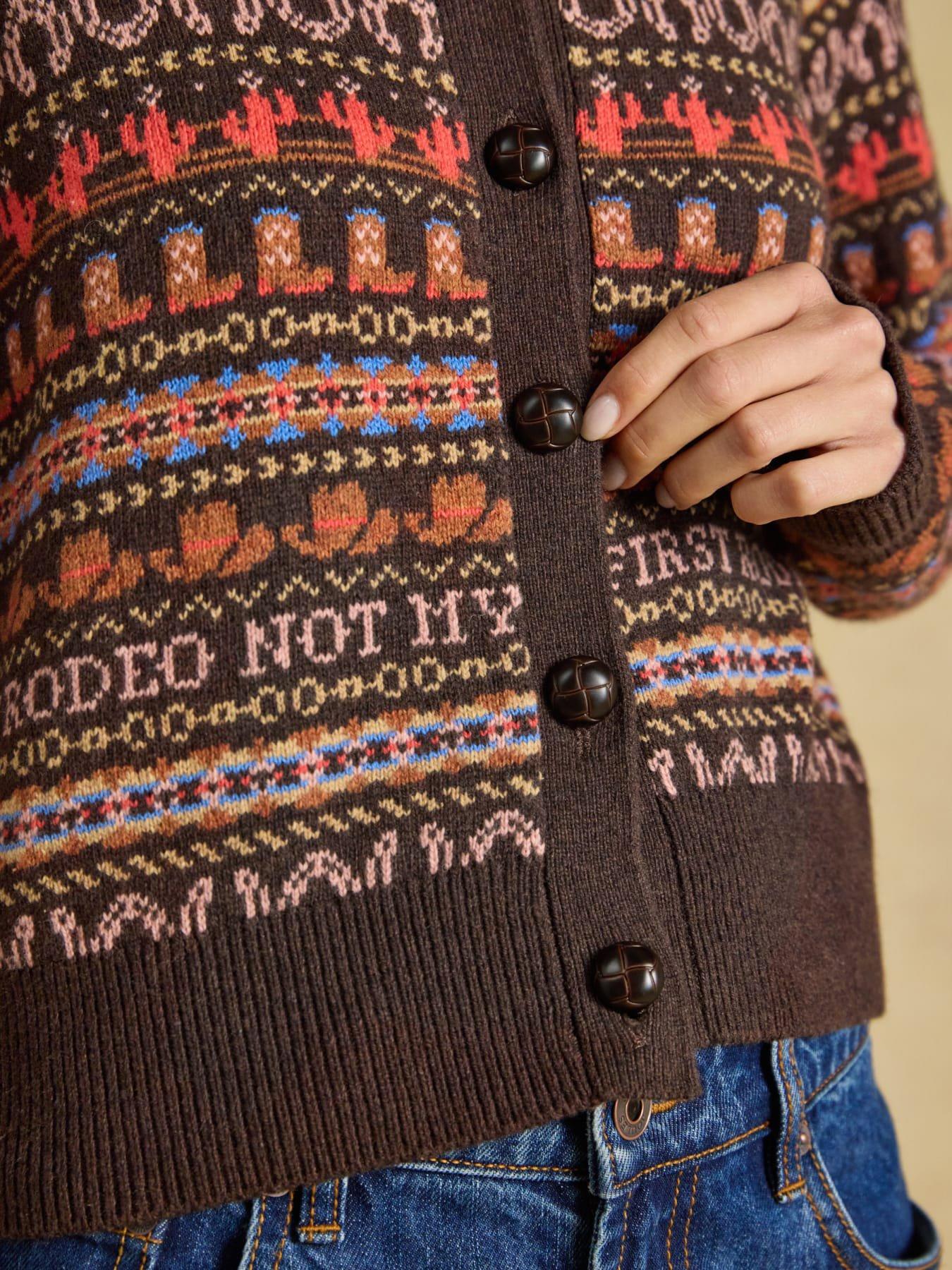 Image 4 of 6 of Joules Rodeo Cardigan - Chocolate Brown