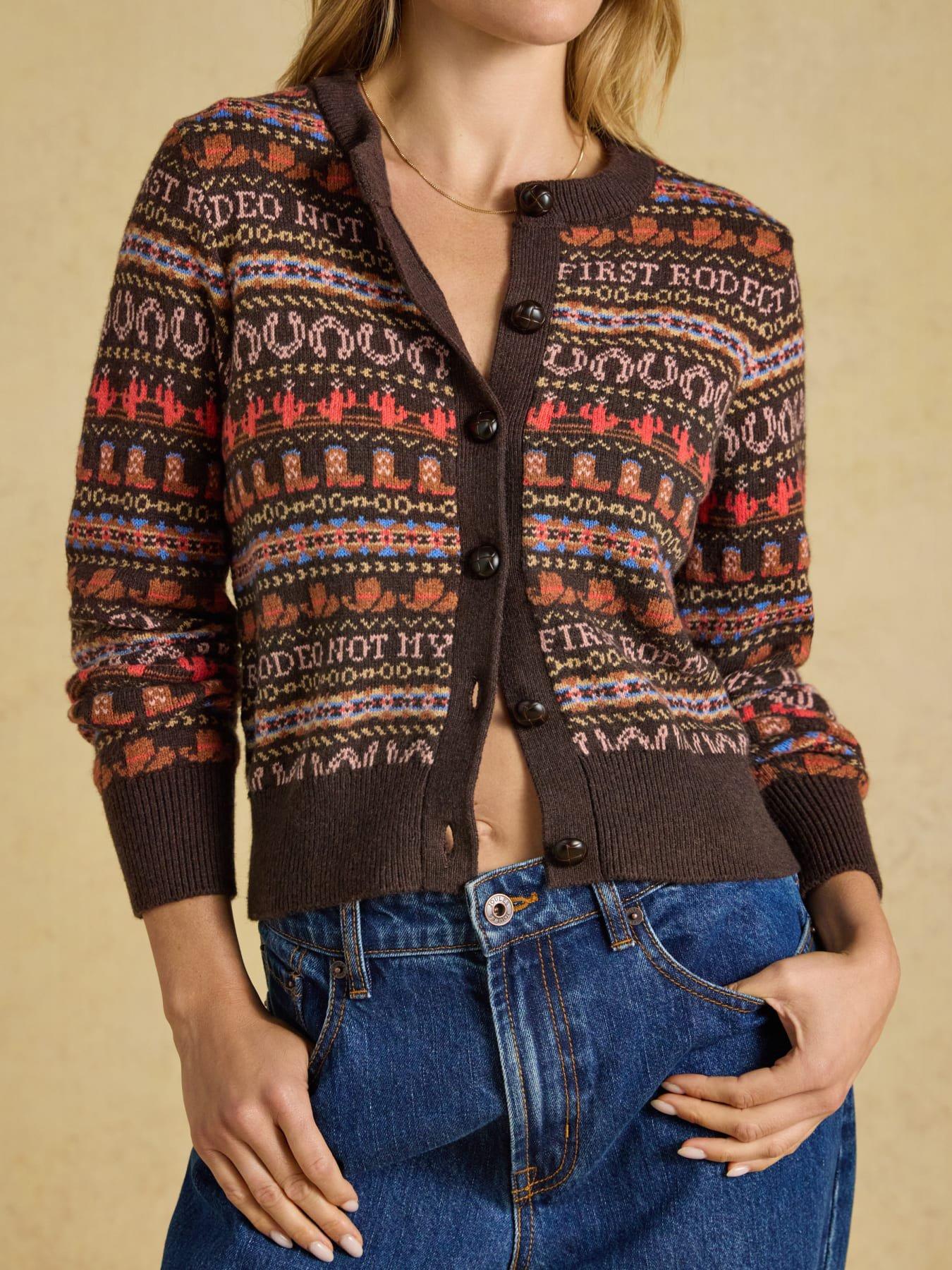 Image 5 of 6 of Joules Rodeo Cardigan - Chocolate Brown