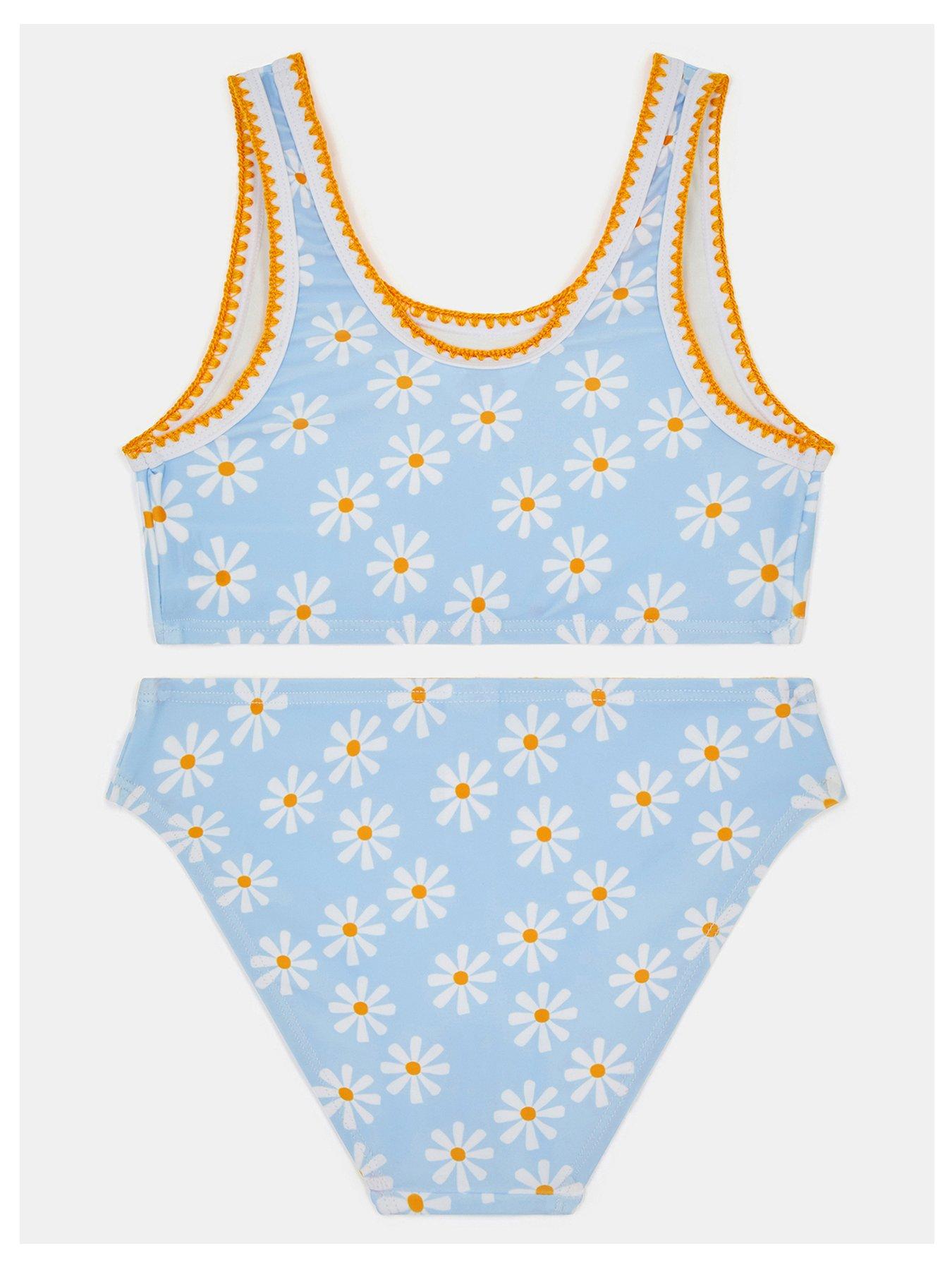 Image 2 of 3 of Accessorize Girls Daisy Print Tankini - Blue