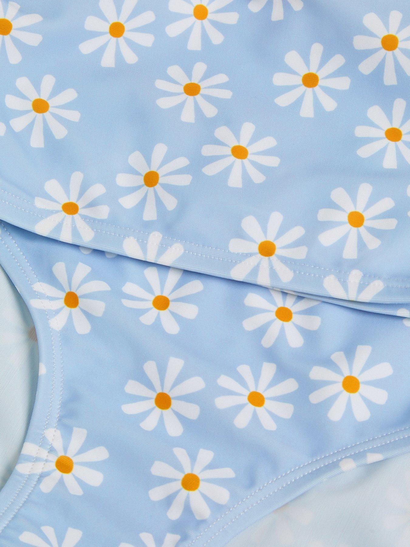 Image 3 of 3 of Accessorize Girls Daisy Print Tankini - Blue