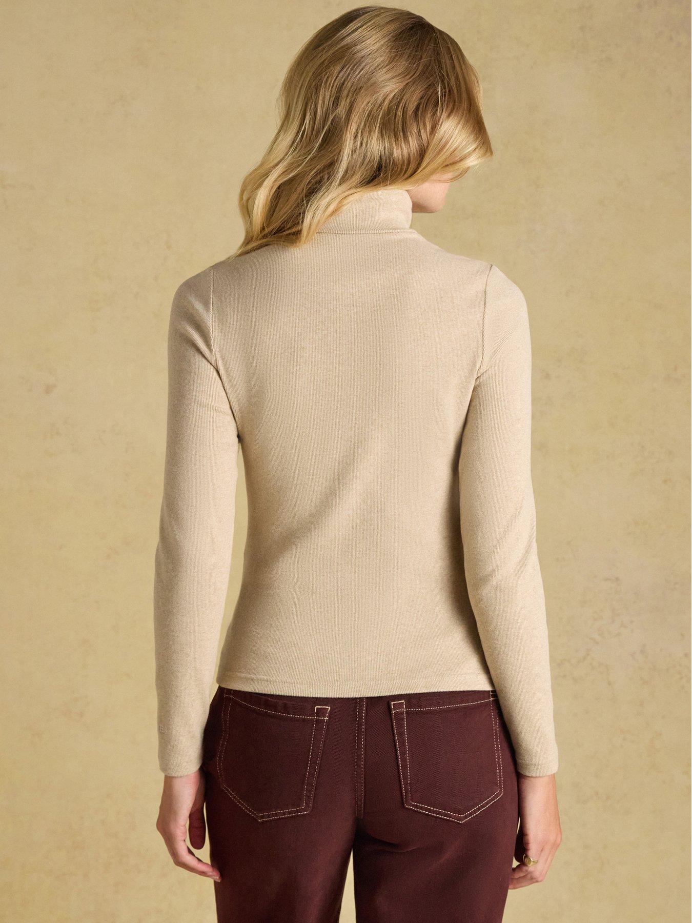 Image 2 of 7 of Joules Womens Warm Handle Rib Roll Neck Top - Beige