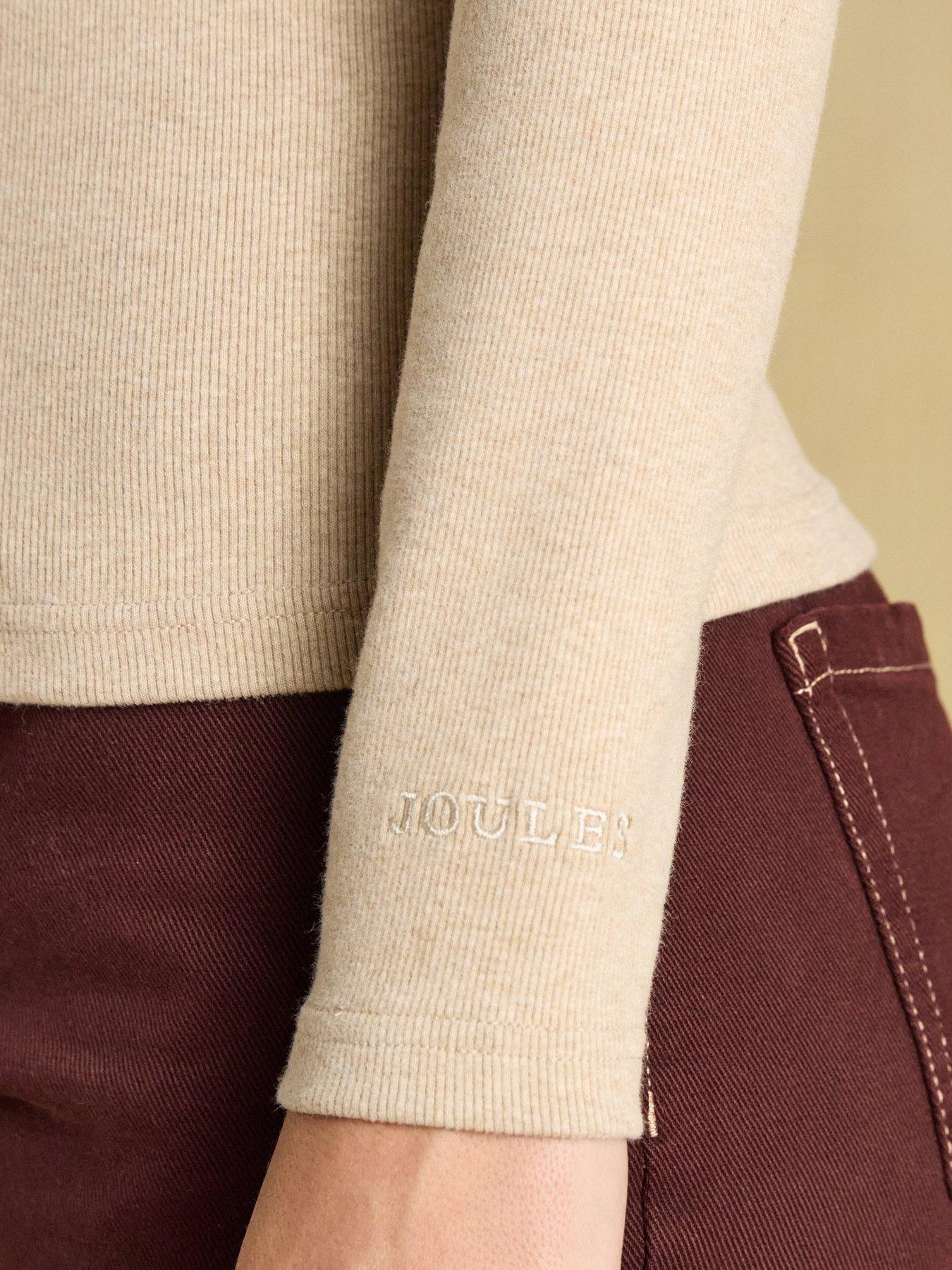 Image 7 of 7 of Joules Womens Warm Handle Rib Roll Neck Top - Beige