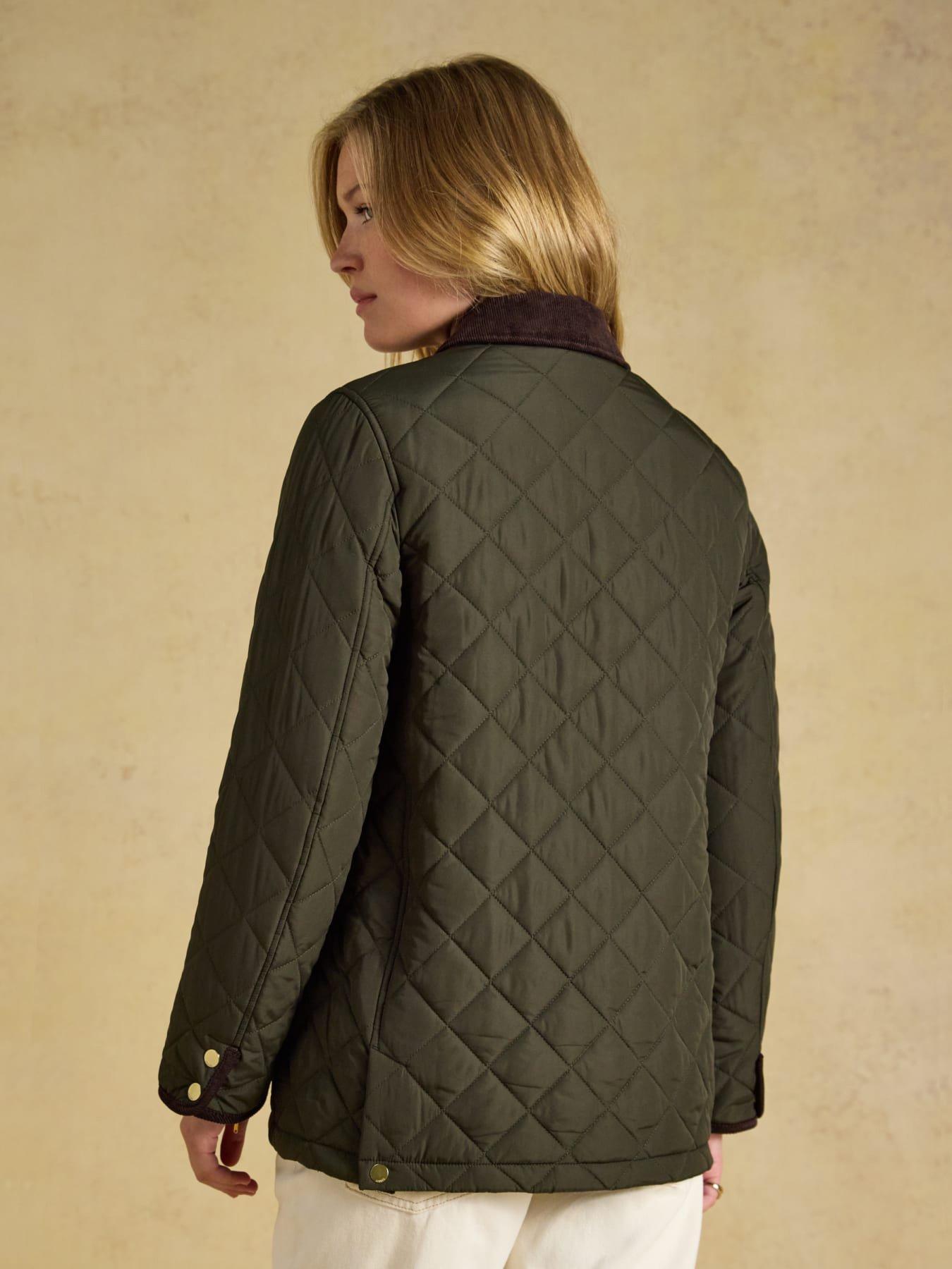Image 2 of 7 of Joules Womens Highgrove Quilted Cord Collar Jacket - Green