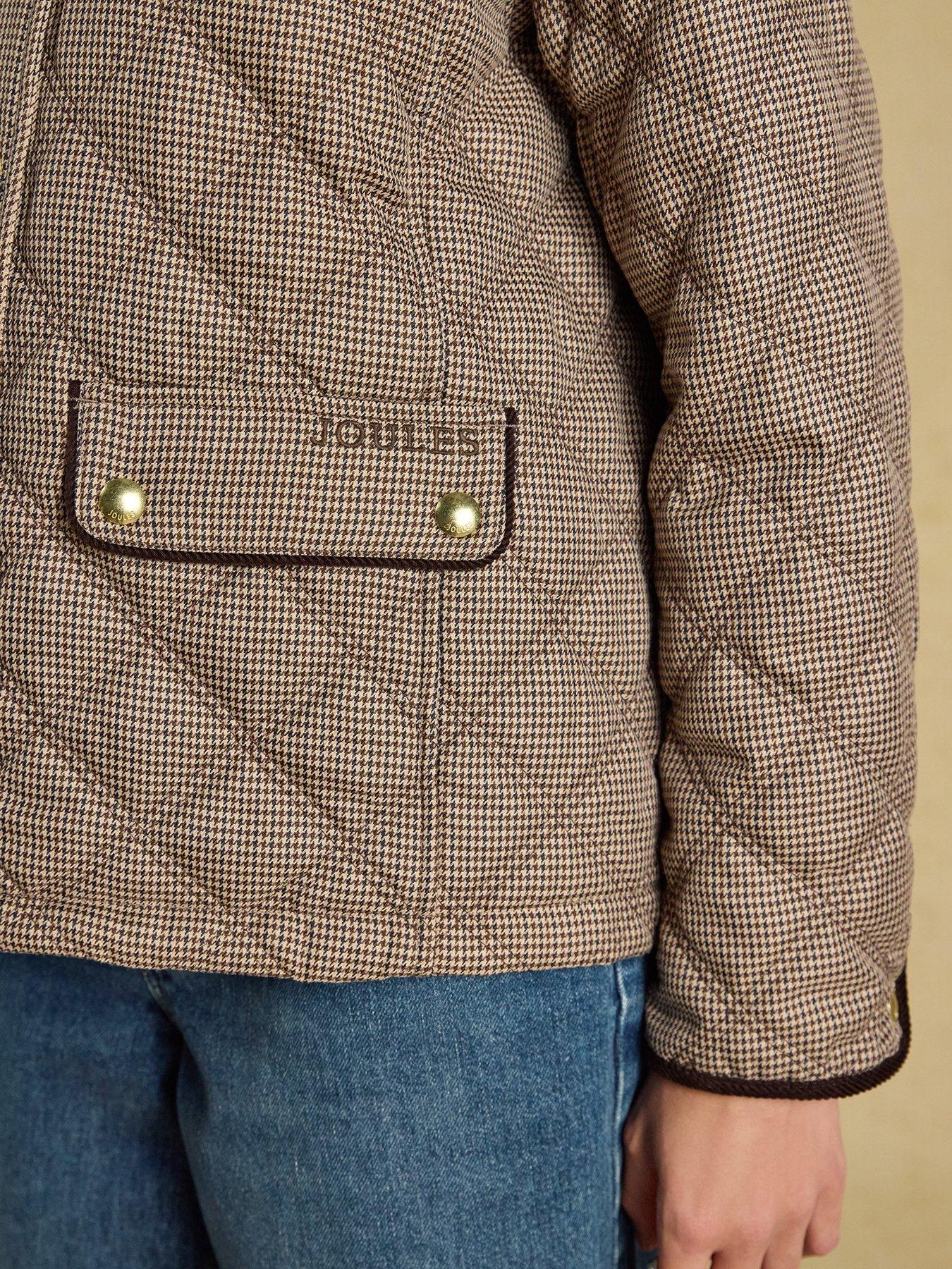 Image 3 of 7 of Joules Women's Harrogate Diamond Quilted Jacket with Cord Trim - Brown