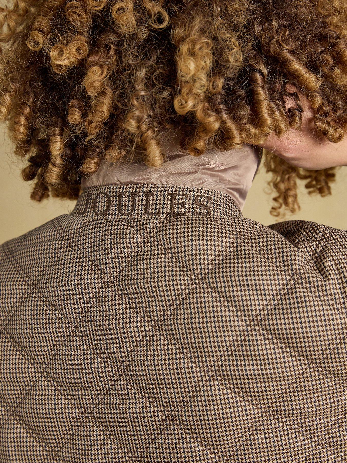 Image 6 of 7 of Joules Women's Harrogate Diamond Quilted Jacket with Cord Trim - Brown