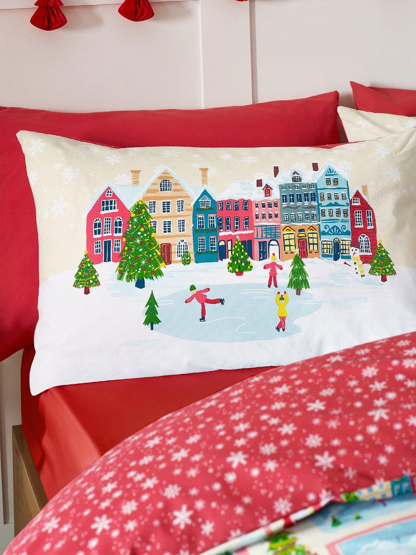 Image 2 of 4 of Catherine Lansfield Christmas Town Stamps Duvet Cover Set