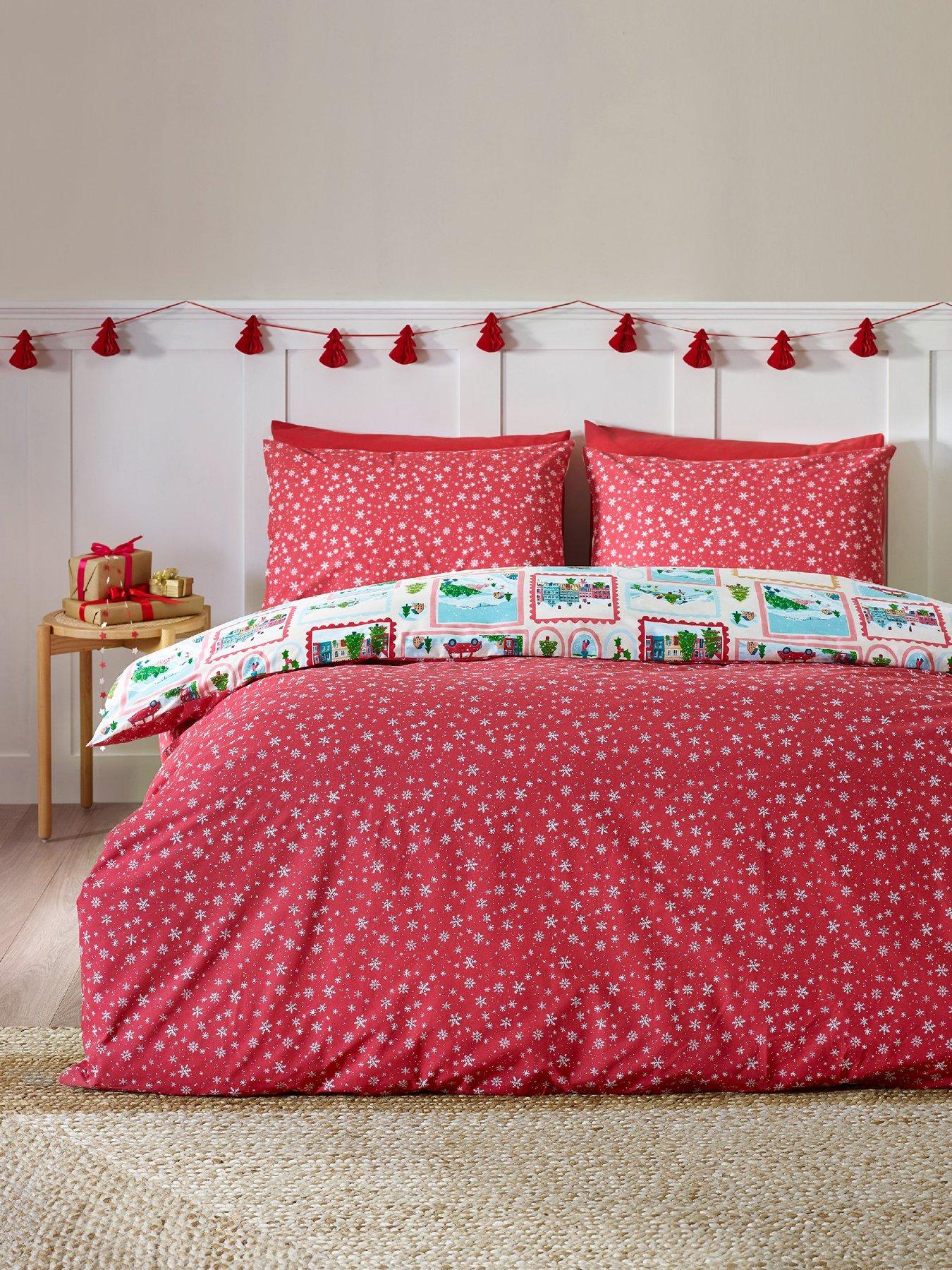 Image 3 of 4 of Catherine Lansfield Christmas Town Stamps Duvet Cover Set