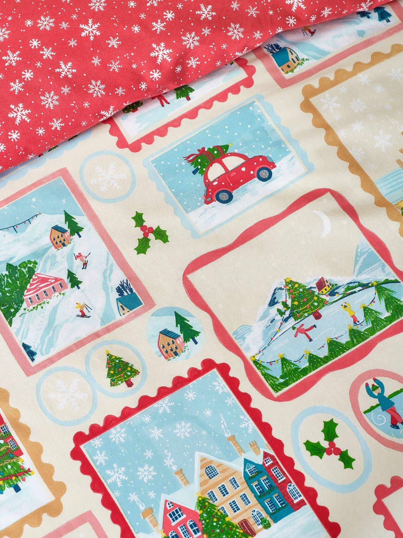Image 4 of 4 of Catherine Lansfield Christmas Town Stamps Duvet Cover Set