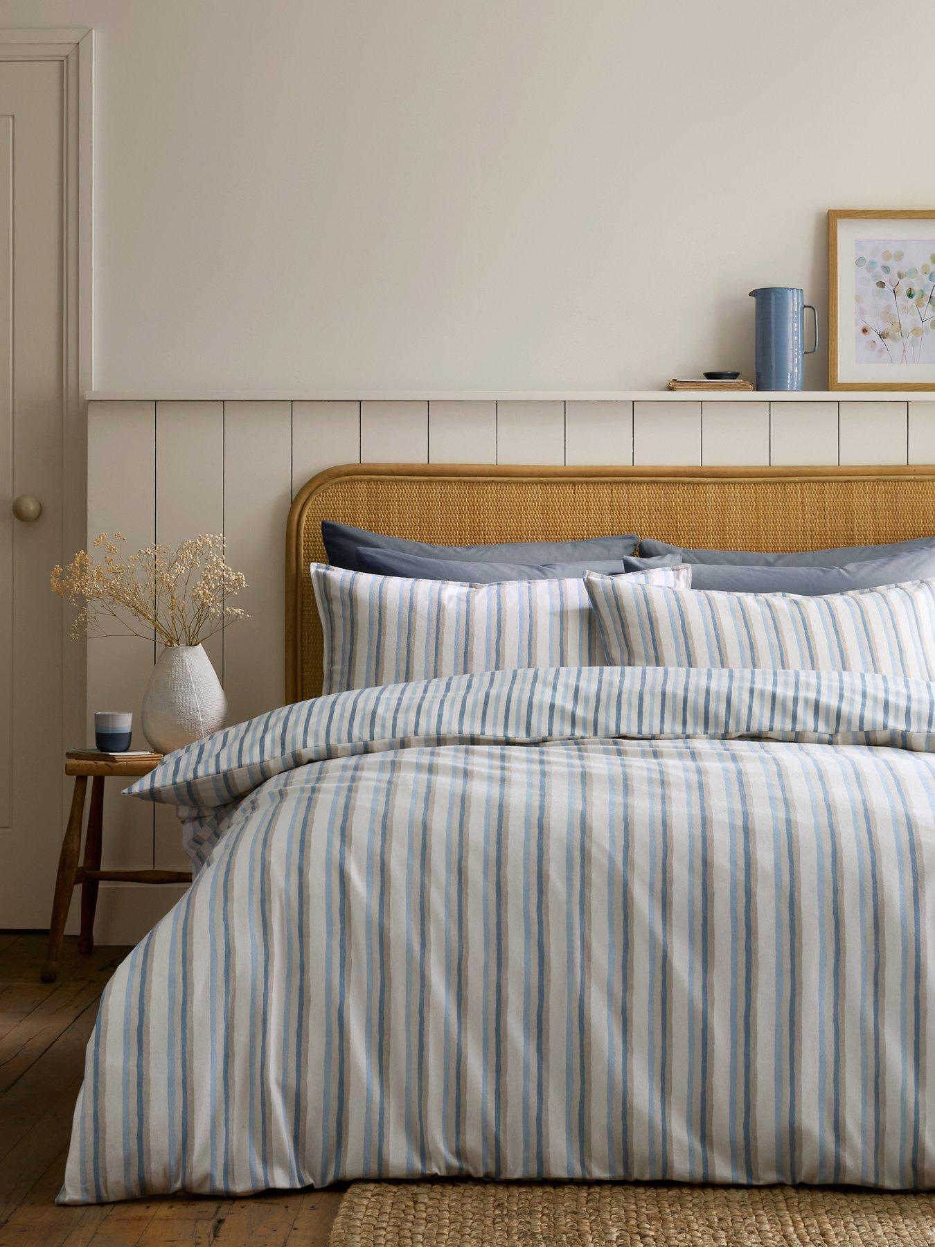Emily Bond Brushed 100% Cotton Somerset Stripe Duvet Cover Set
