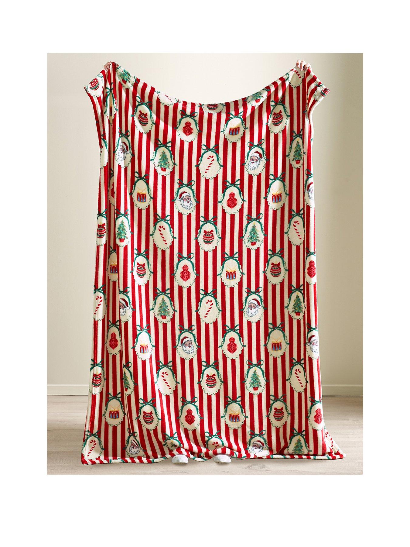 Image 2 of 3 of Catherine Lansfield Christmas Vintage Stripe Soft Fleece Throw