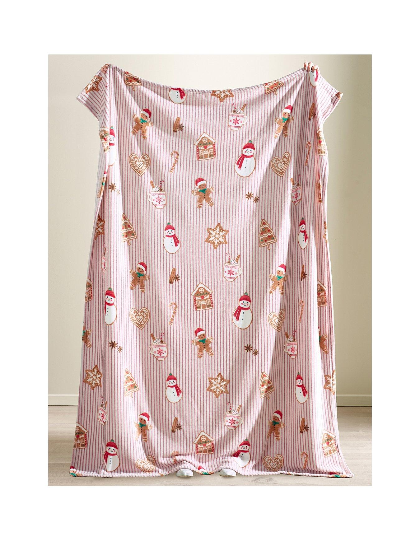 Image 2 of 3 of Catherine Lansfield Christmas Gingerbread Stripe Soft Fleece Throw