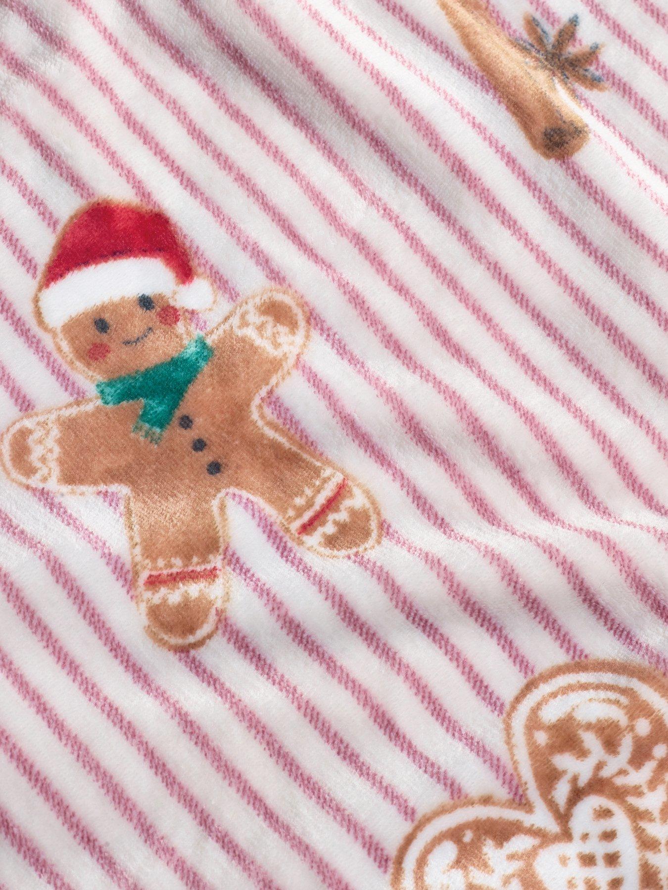 Image 3 of 3 of Catherine Lansfield Christmas Gingerbread Stripe Soft Fleece Throw