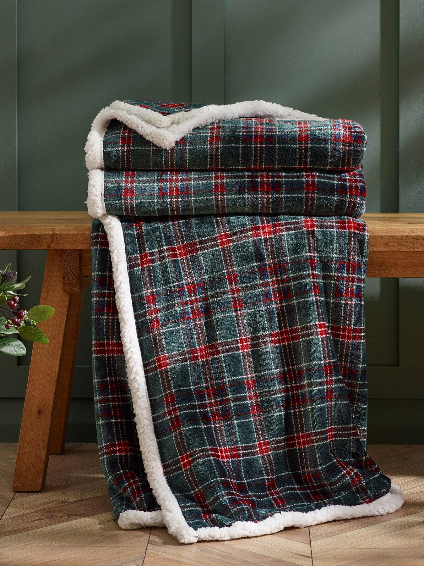 Image 1 of 3 of Catherine Lansfield Tartan Sherpa Check Soft Fleece Throw