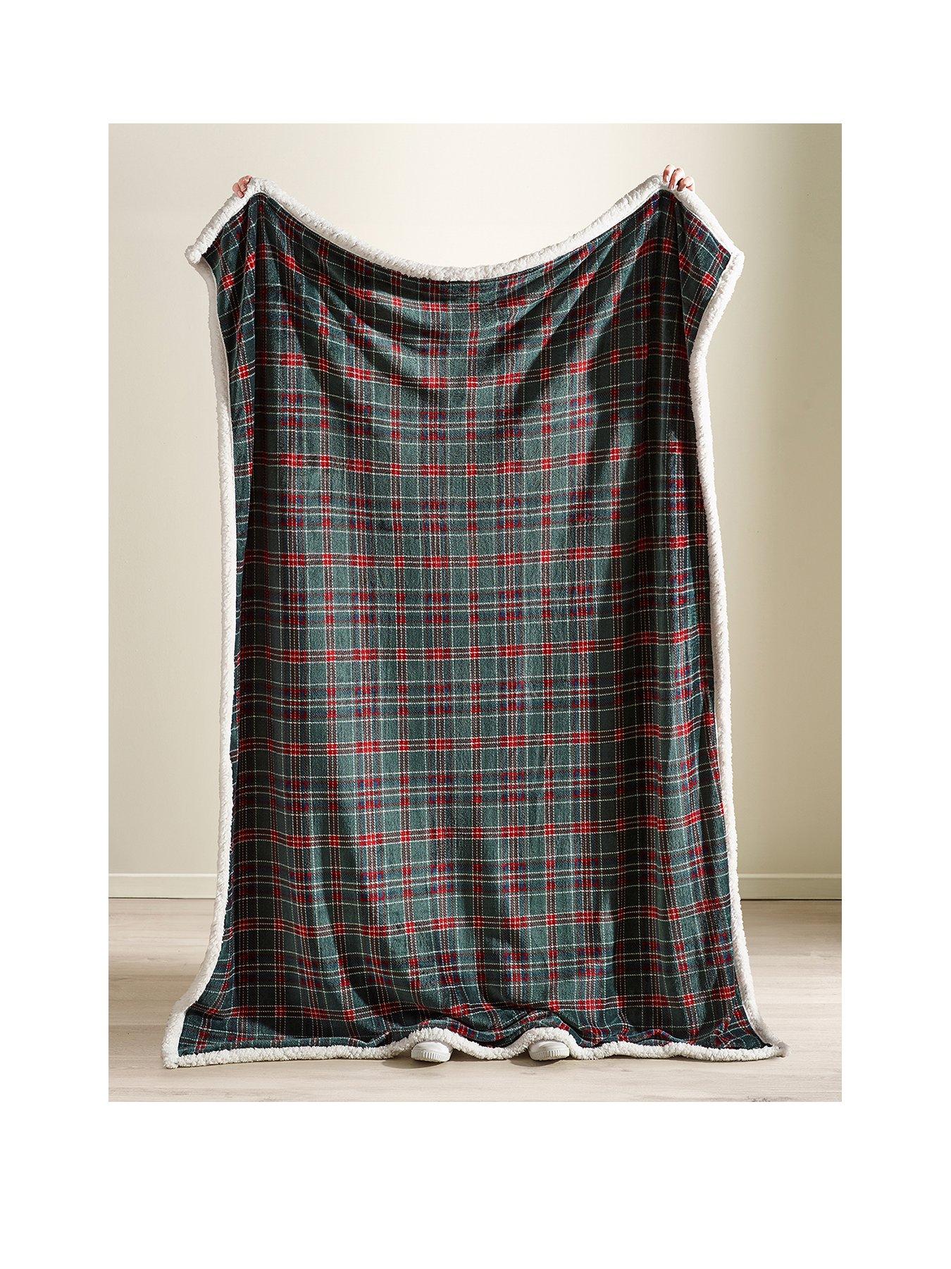 Image 2 of 3 of Catherine Lansfield Tartan Sherpa Check Soft Fleece Throw