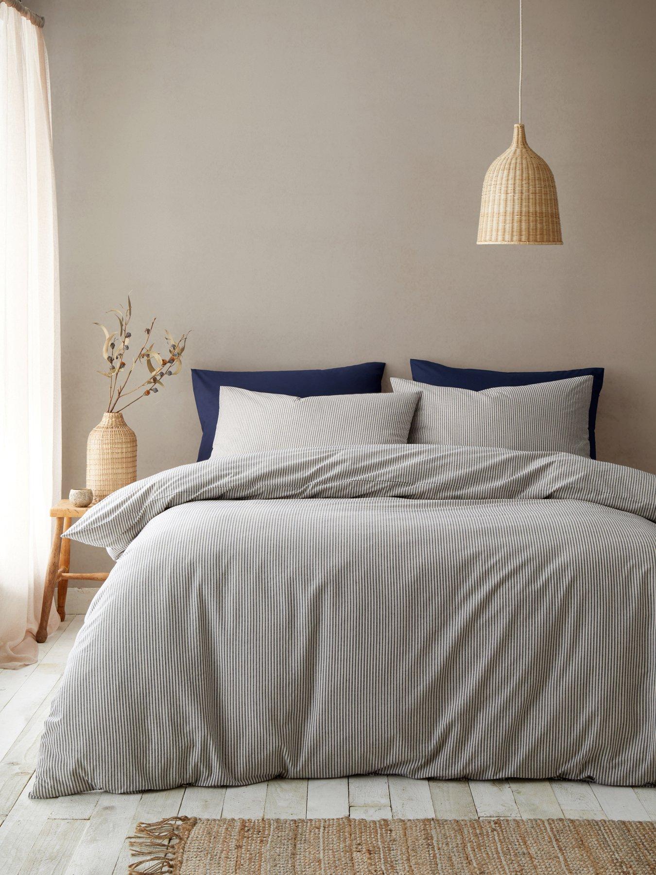 Pineapple Elephant Cotton Rich Narrow Woven Stripe Duvet Cover Set