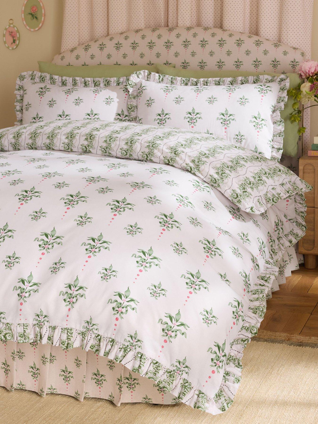 Cath Kidston Crest Floral Frill 100% Cotton Duvet Cover Set