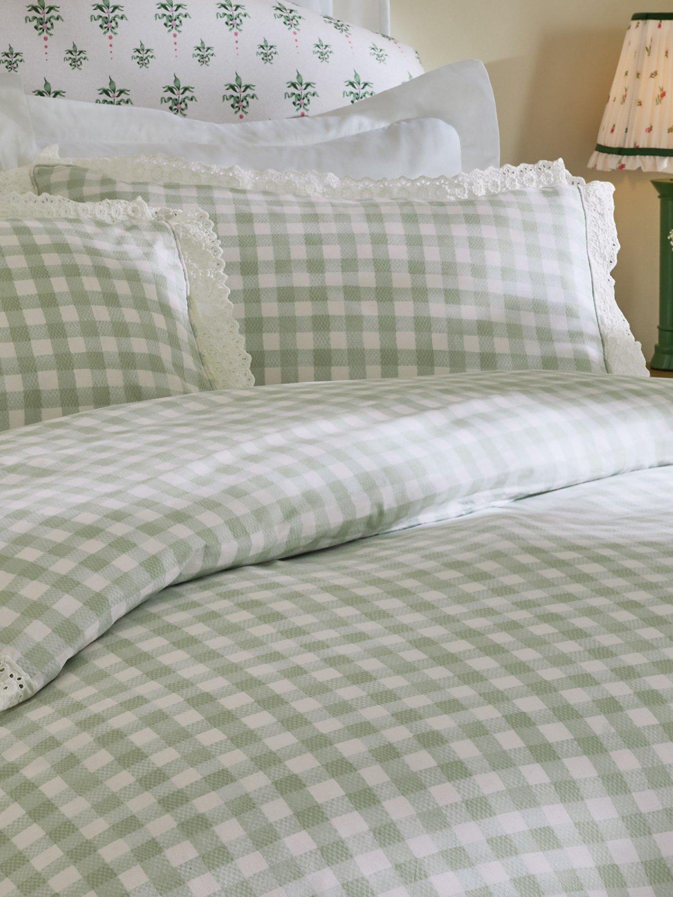 Cath Kidston Painted Gingham Lace 100% Cotton Duvet Cover Set