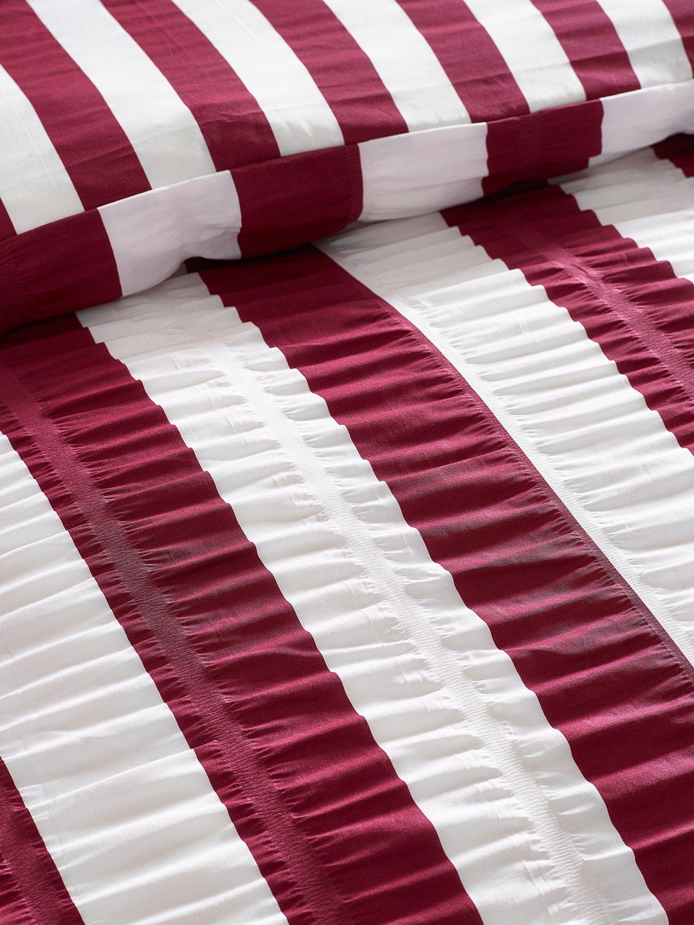 Image 4 of 4 of Catherine Lansfield Seersucker Frill Stripe Duvet Cover Set