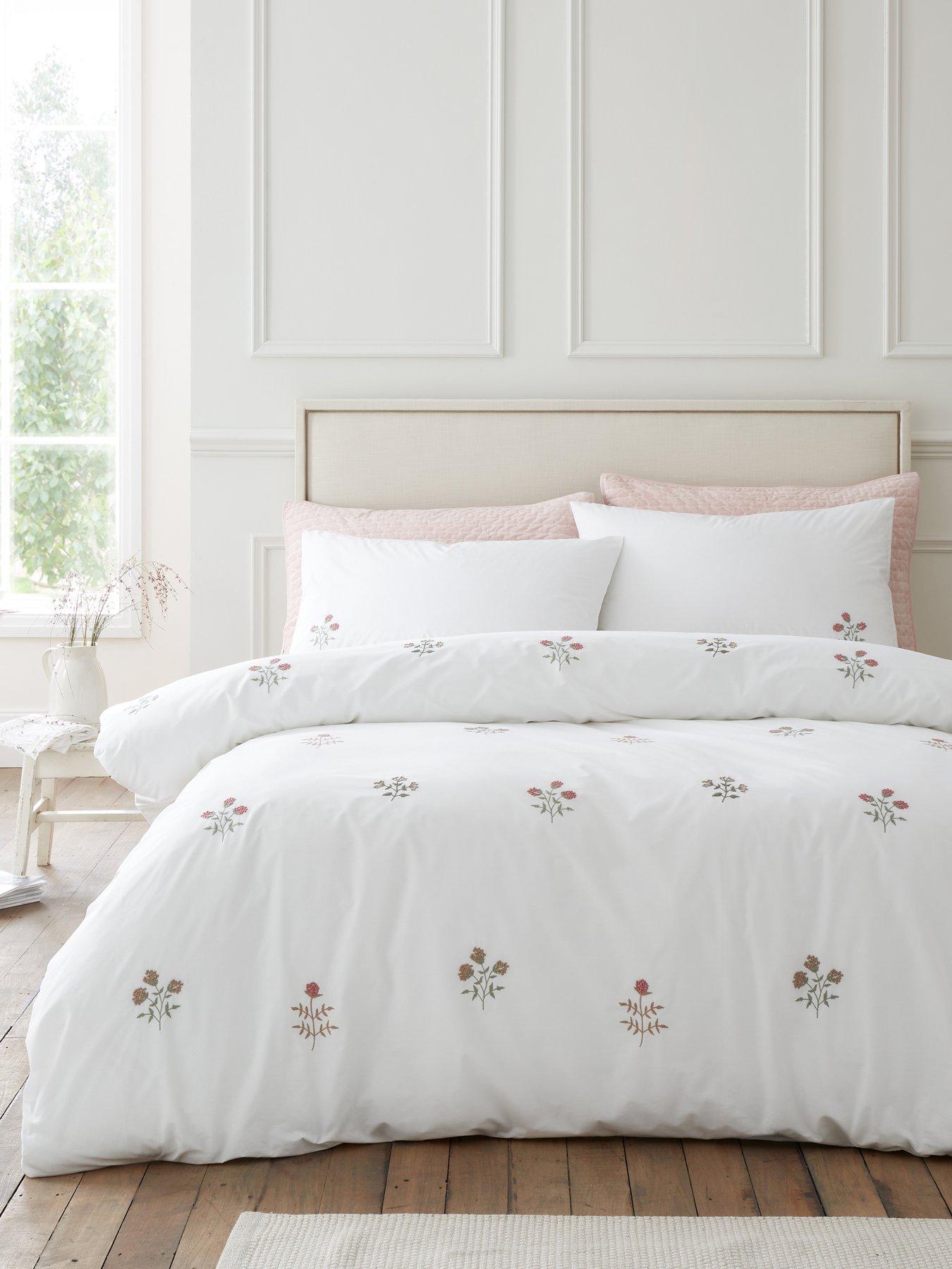 Bianca Adeline Floral Super King Duvet Set White