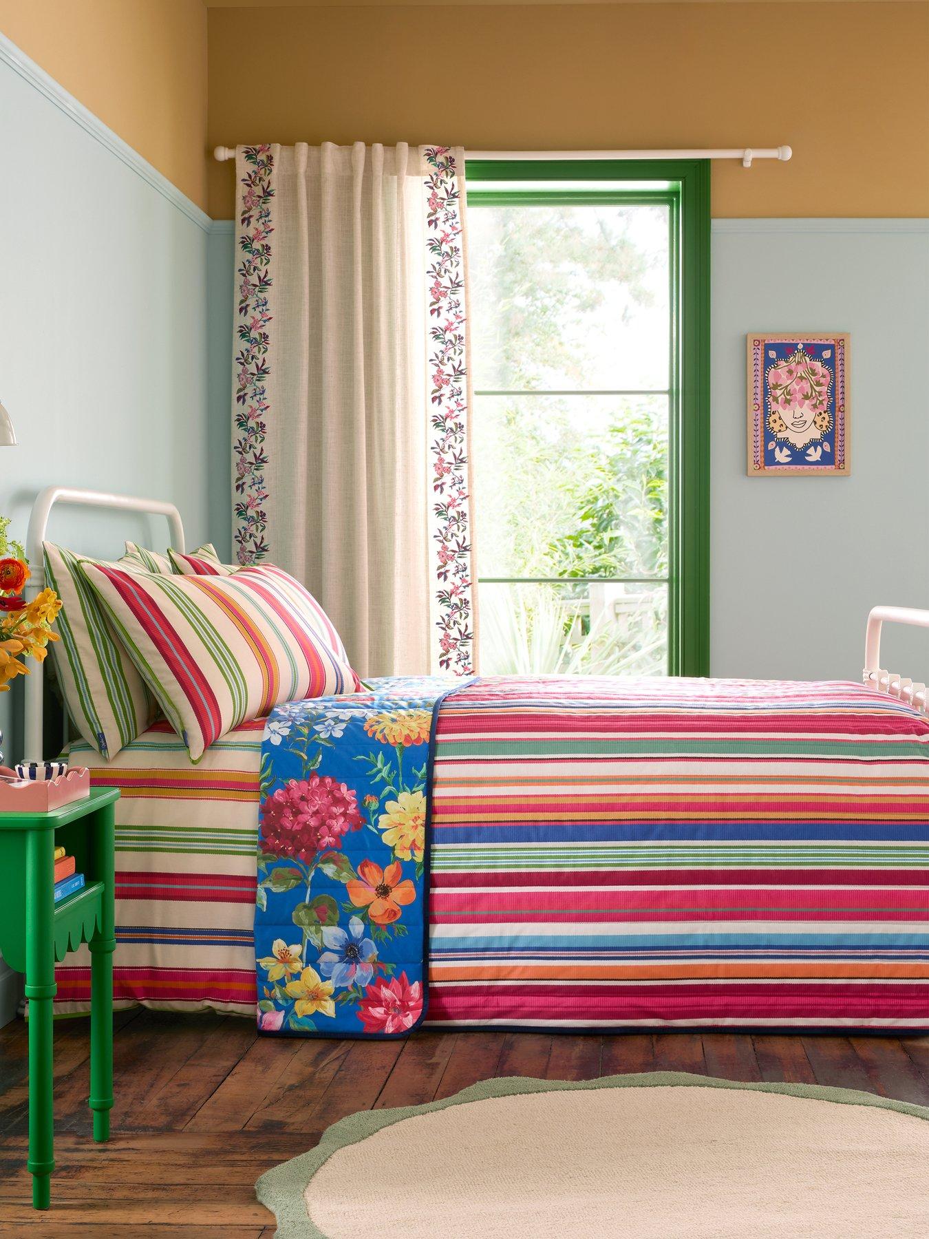Sophie Robinson Darling Floral Reversible Stripe Bedspread