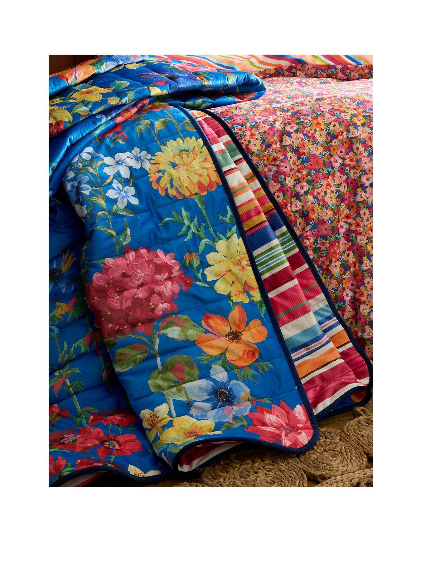 Image 2 of 4 of Sophie Robinson Darling Floral Reversible Stripe Bedspread