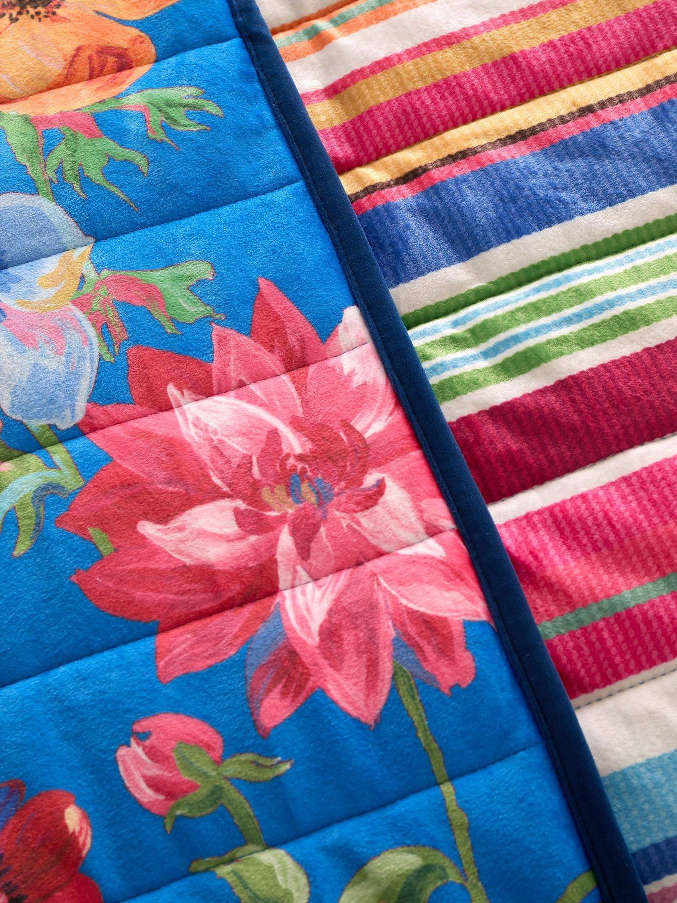 Image 3 of 4 of Sophie Robinson Darling Floral Reversible Stripe Bedspread