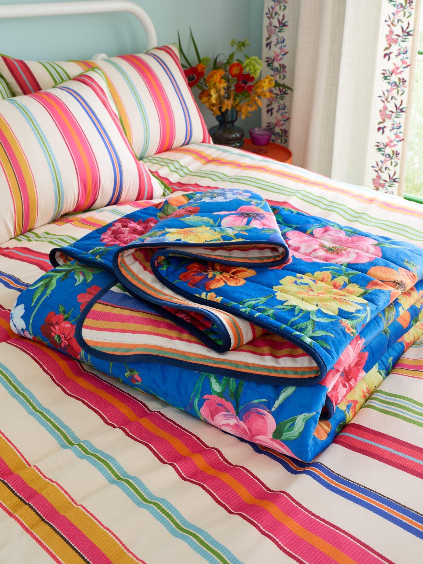 Image 4 of 4 of Sophie Robinson Darling Floral Reversible Stripe Bedspread