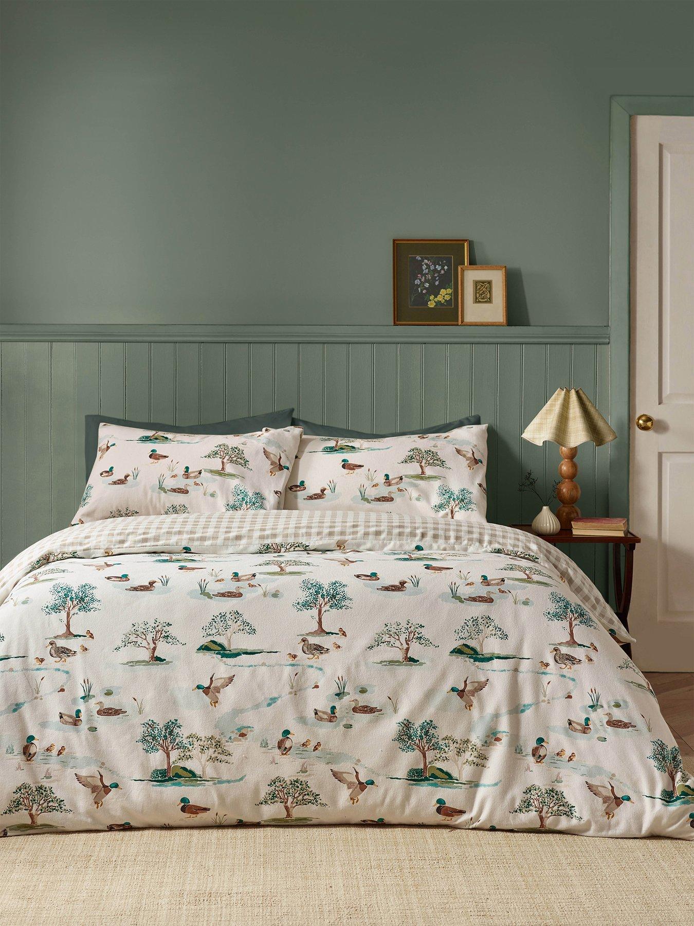 Catherine Lansfield Brushed 100% Cotton Mallard Ducks Duvet Cover Set