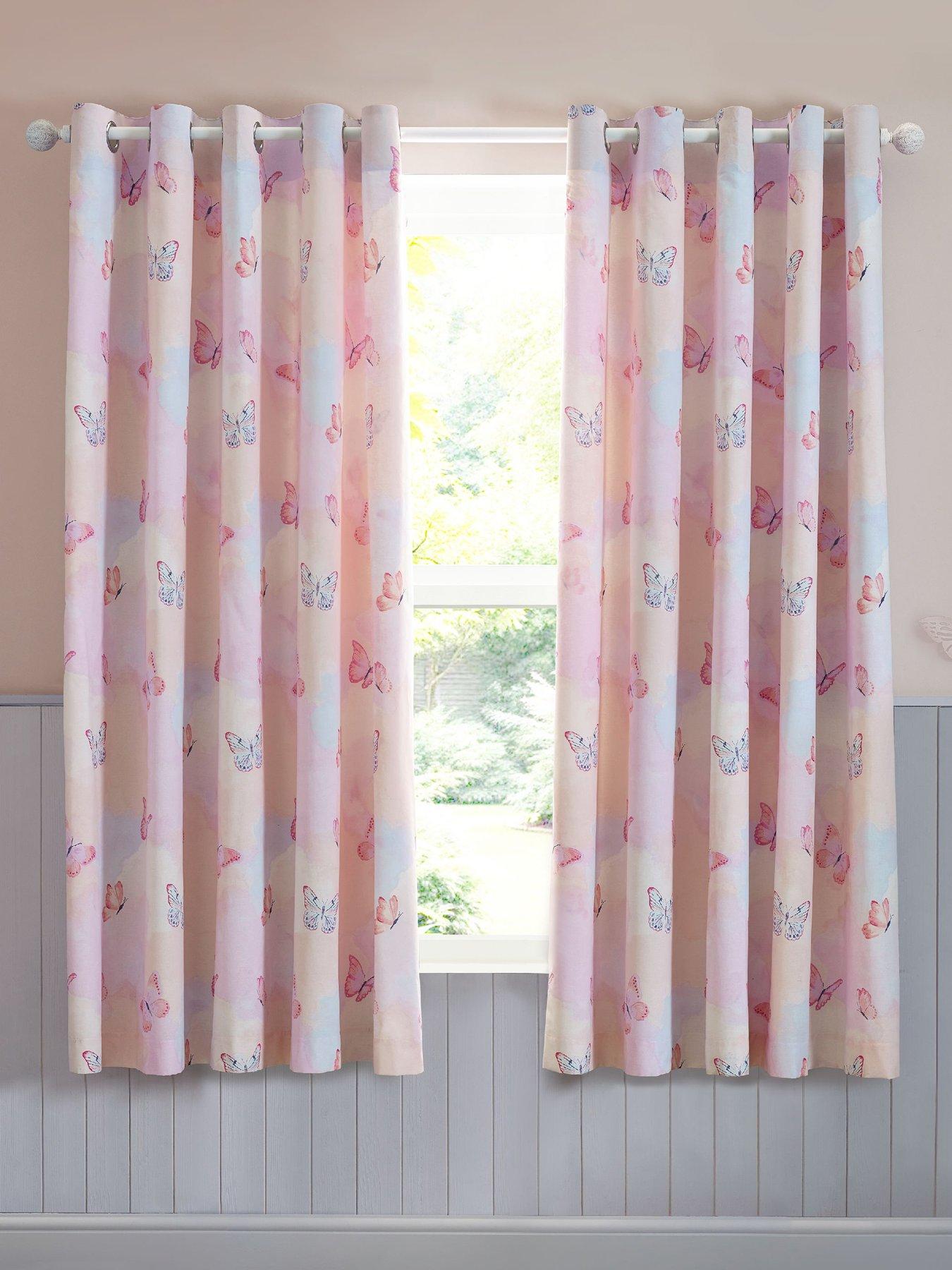 Image 1 of 5 of Catherine Lansfield Ombre Butterflies Reversible Curtains
