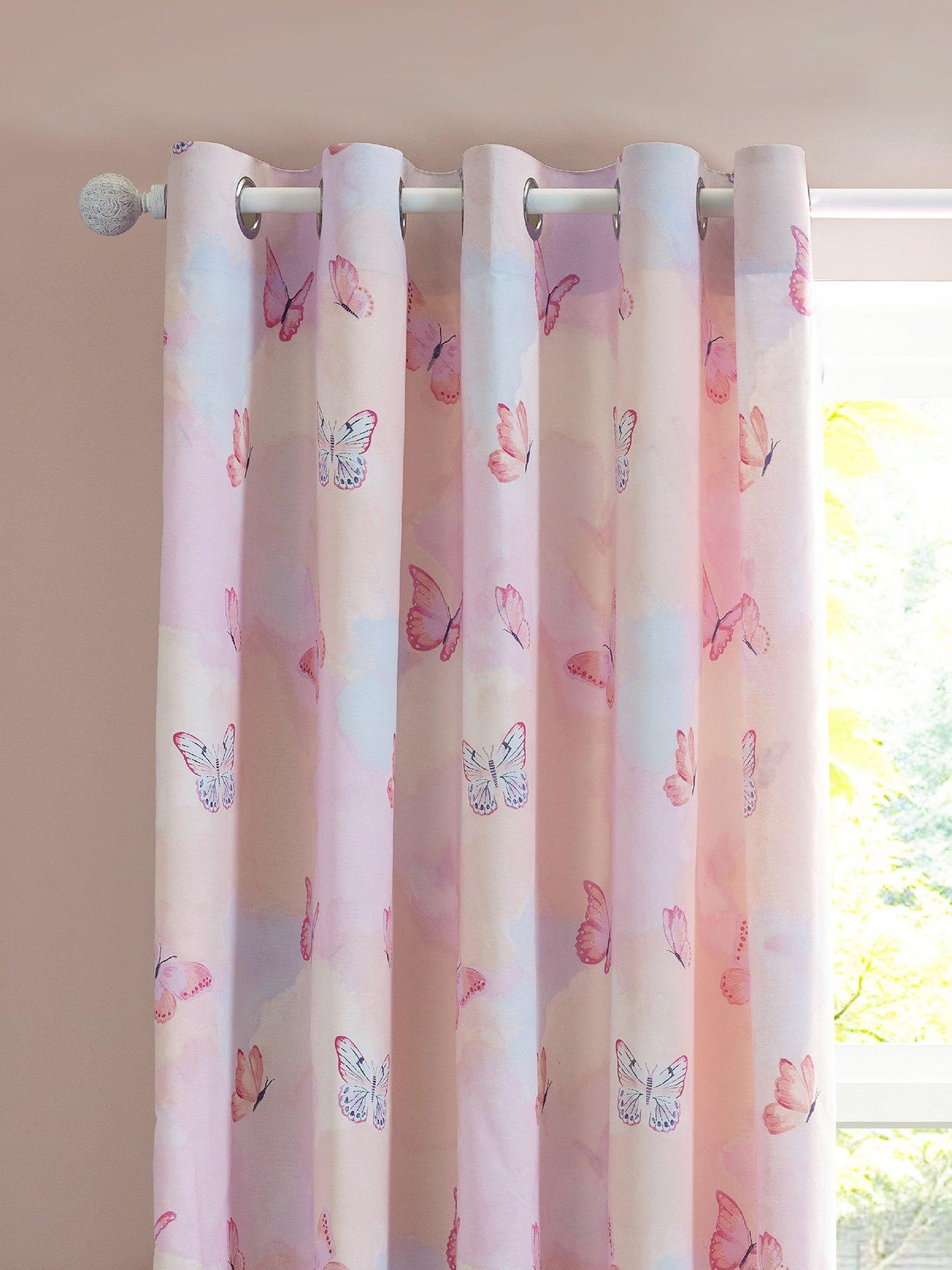Image 3 of 5 of Catherine Lansfield Ombre Butterflies Reversible Curtains
