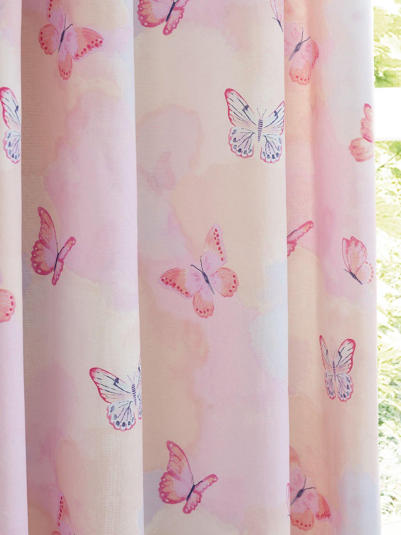 Image 4 of 5 of Catherine Lansfield Ombre Butterflies Reversible Curtains