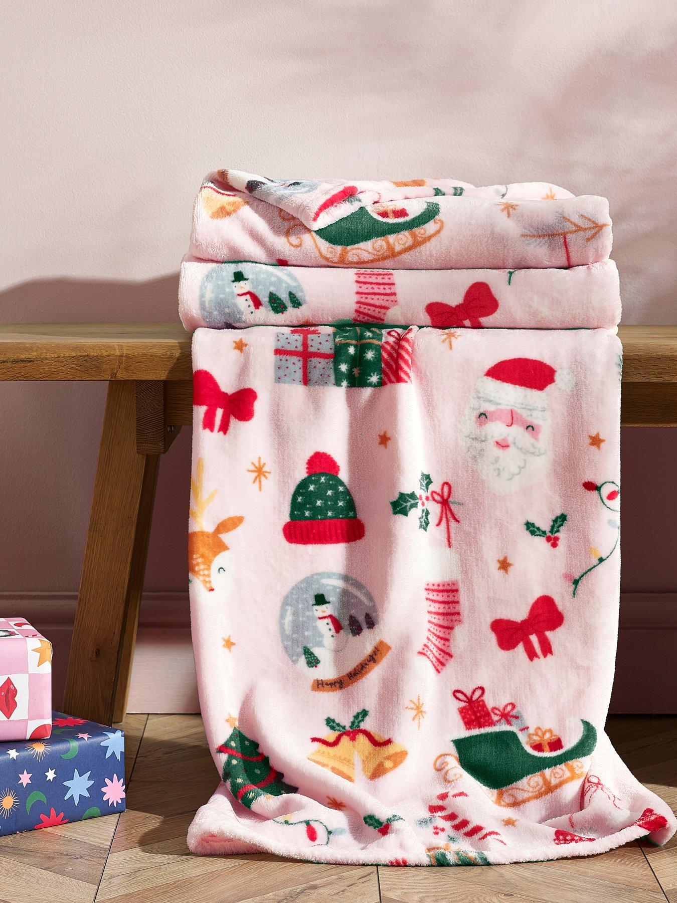 Catherine Lansfield Christmas Happy Holidays Soft Fleece Throw
