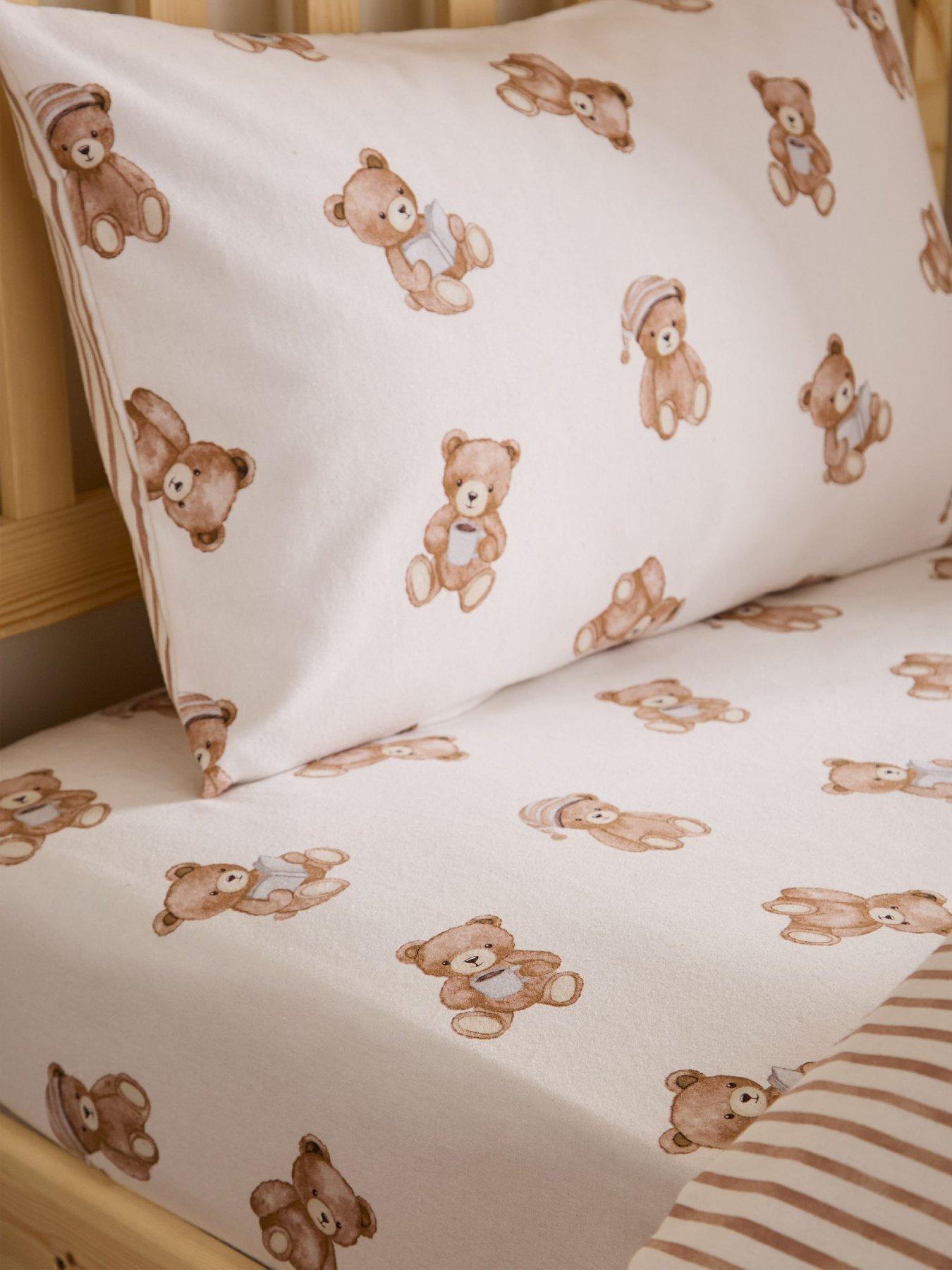 Catherine Lansfield Brushed 100% Cotton Teddy Bear Fitted Sheet in Cream