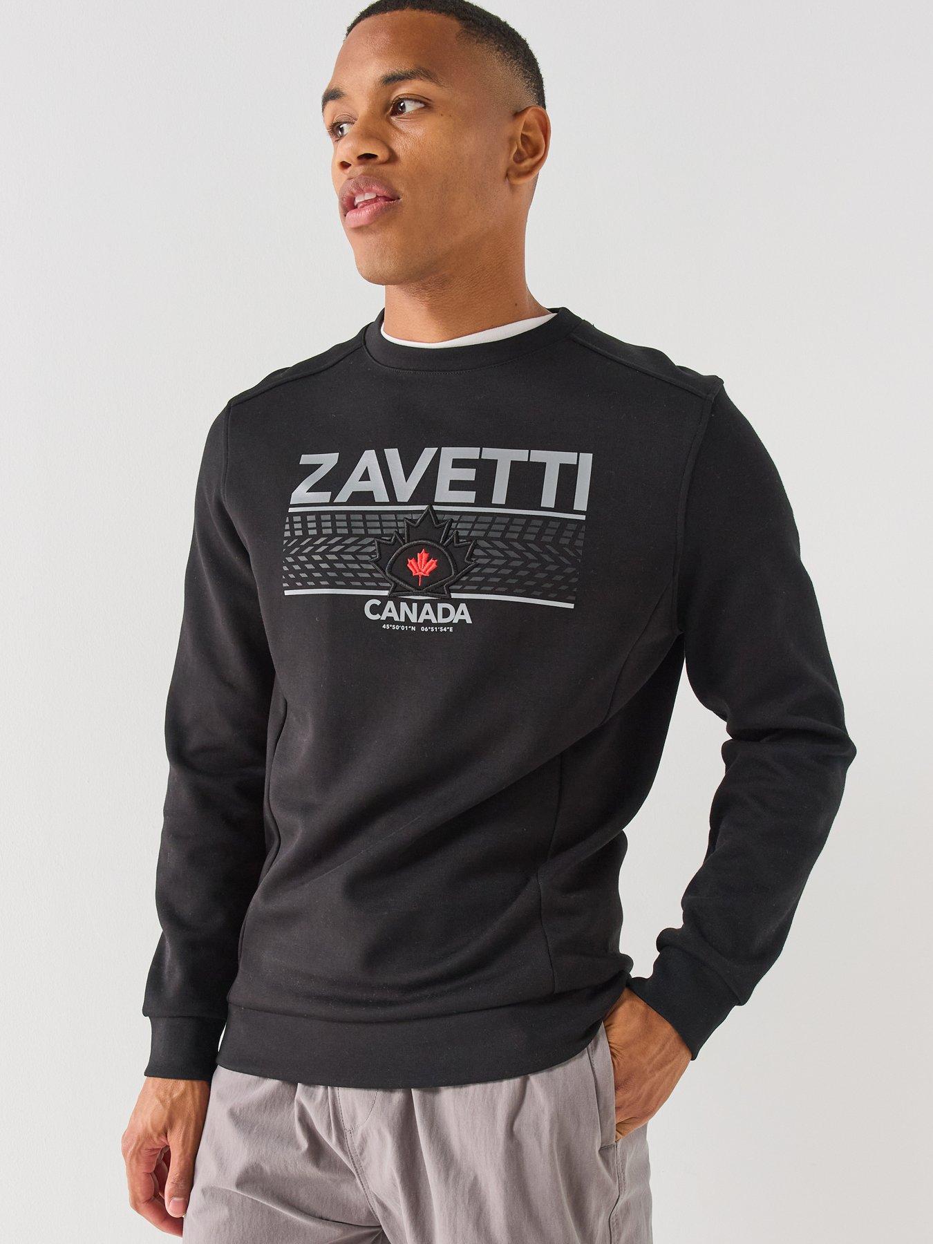 Image 1 of 5 of Zavetti Canada Zavetti Canada Dimola Panelled Pullover Logo Crew Sweatshirt- Black