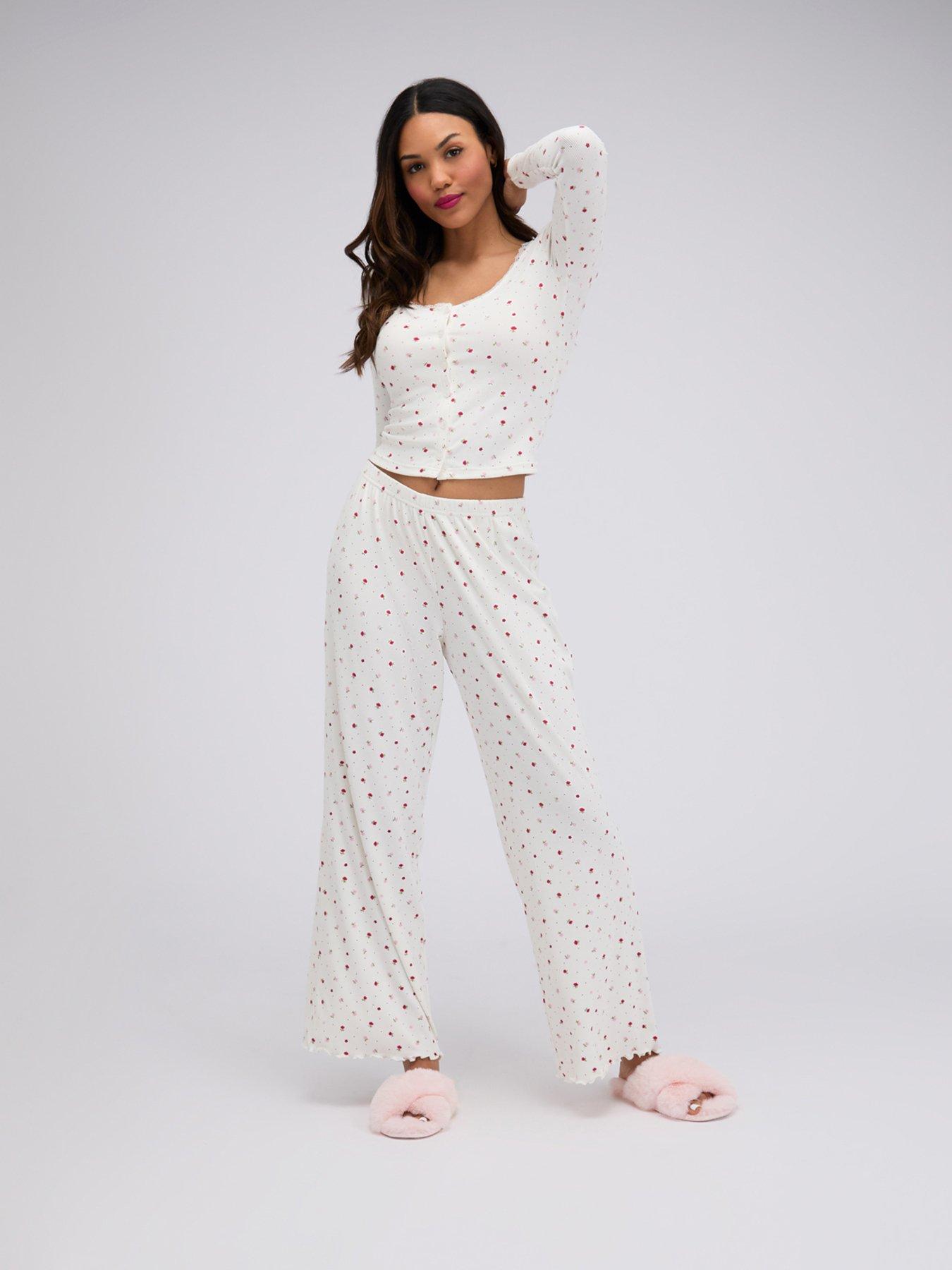 Boux Avenue Boux Avenue Floral Rib Pyjama Set - Ivory Mix