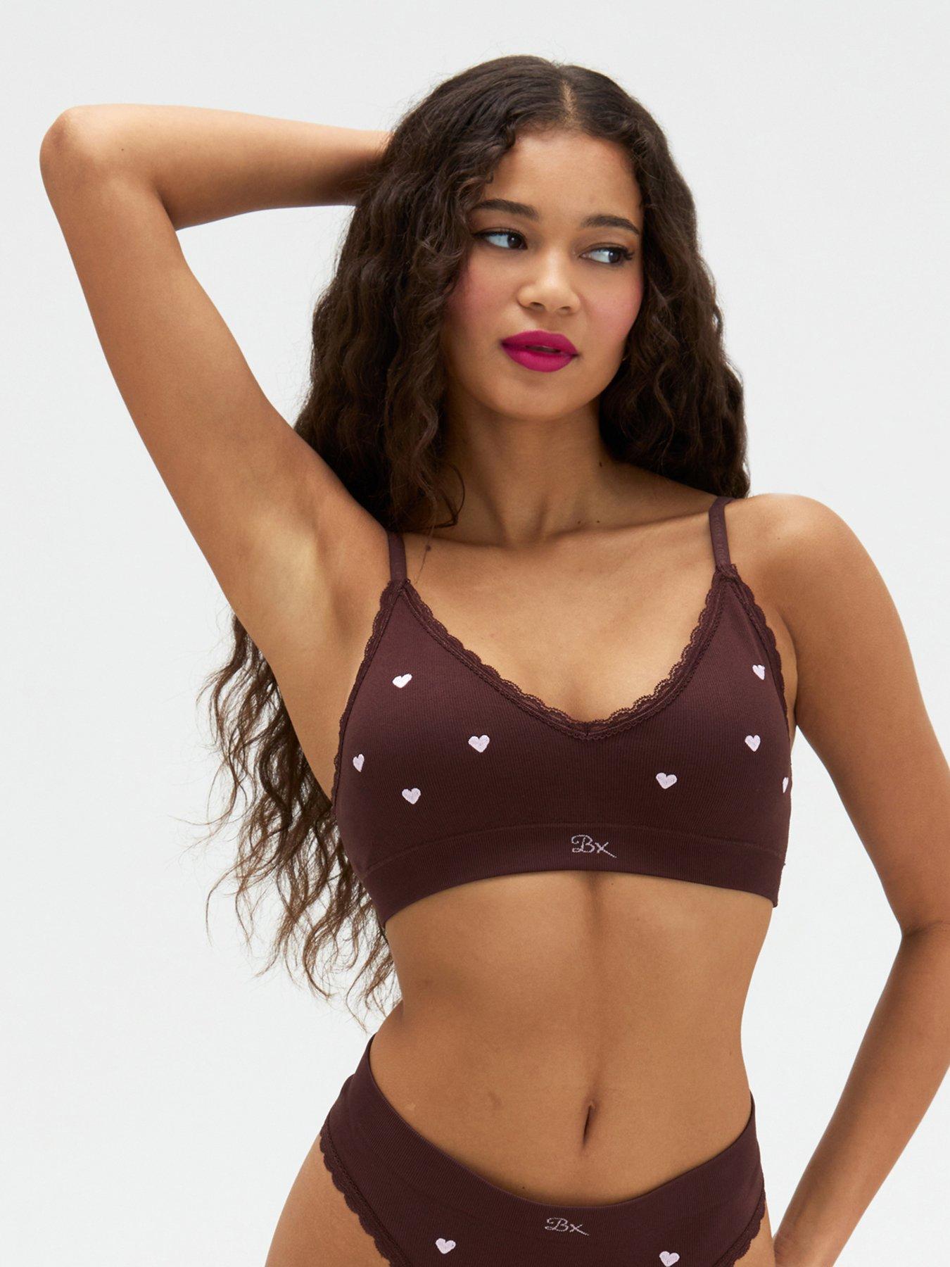 Boux Avenue Boux Avenue Heart Emb Seamless Bralette - Chocolate