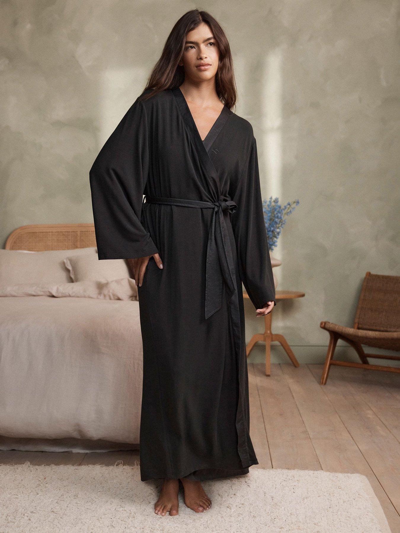 Image 1 of 6 of B By Ted Baker Lyocell And Wool Blend Cardigan Black Robe