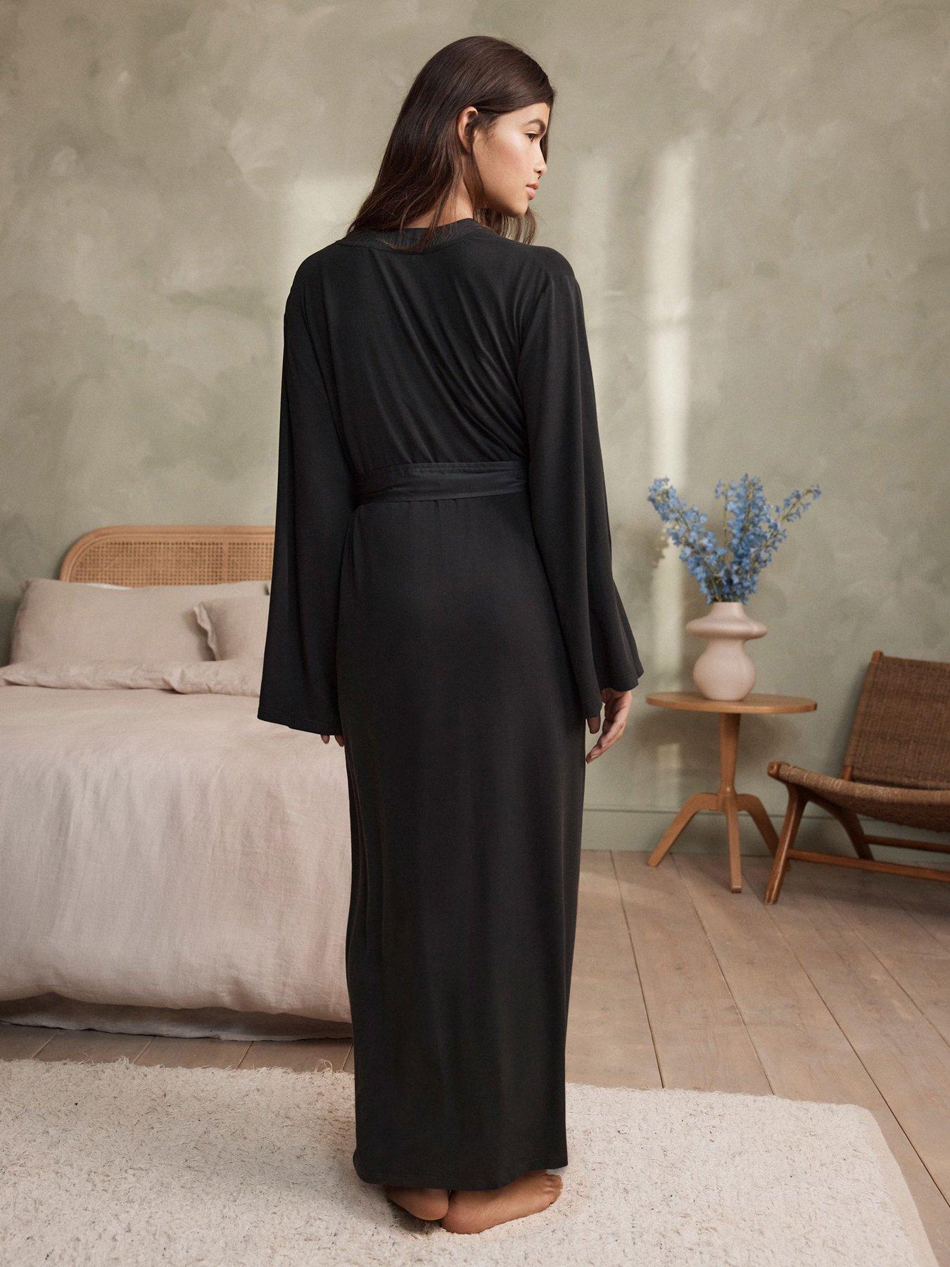 Image 2 of 6 of B By Ted Baker Lyocell And Wool Blend Cardigan Black Robe