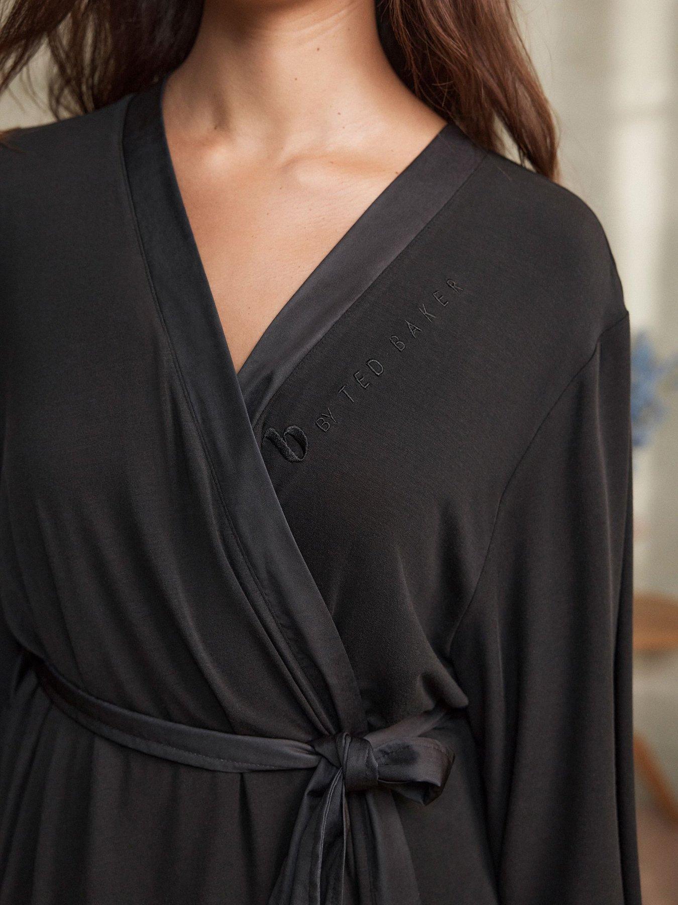 Image 5 of 6 of B By Ted Baker Lyocell And Wool Blend Cardigan Black Robe