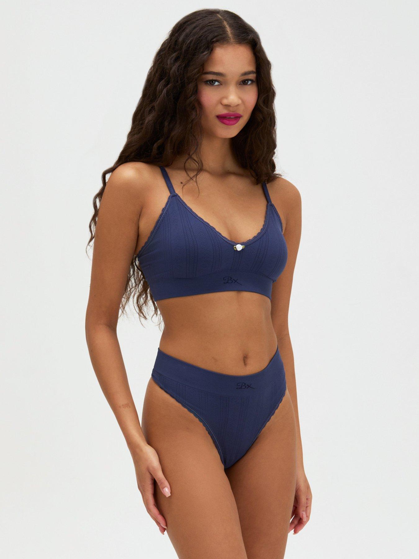 Image 3 of 5 of Boux Avenue Boux Avenue Pointelle Seamless Bralette - Navy