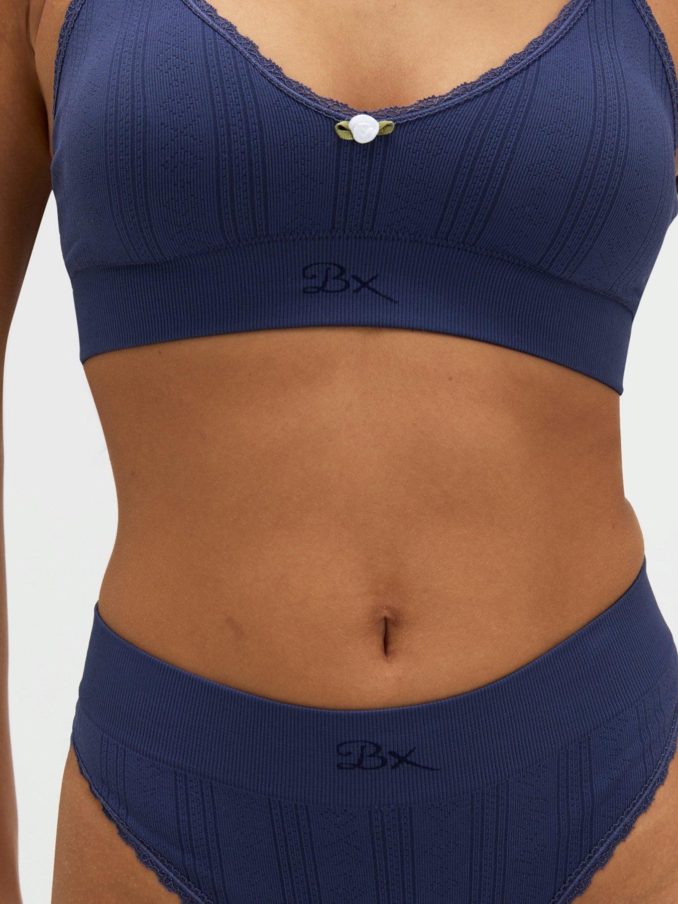 Image 4 of 5 of Boux Avenue Boux Avenue Pointelle Seamless Bralette - Navy