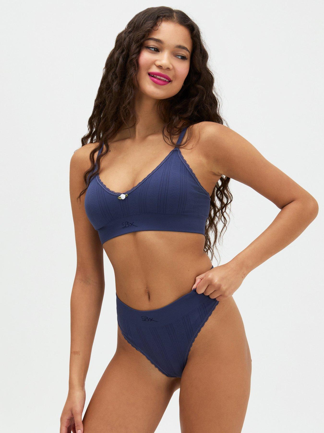 Image 5 of 5 of Boux Avenue Boux Avenue Pointelle Seamless Bralette - Navy