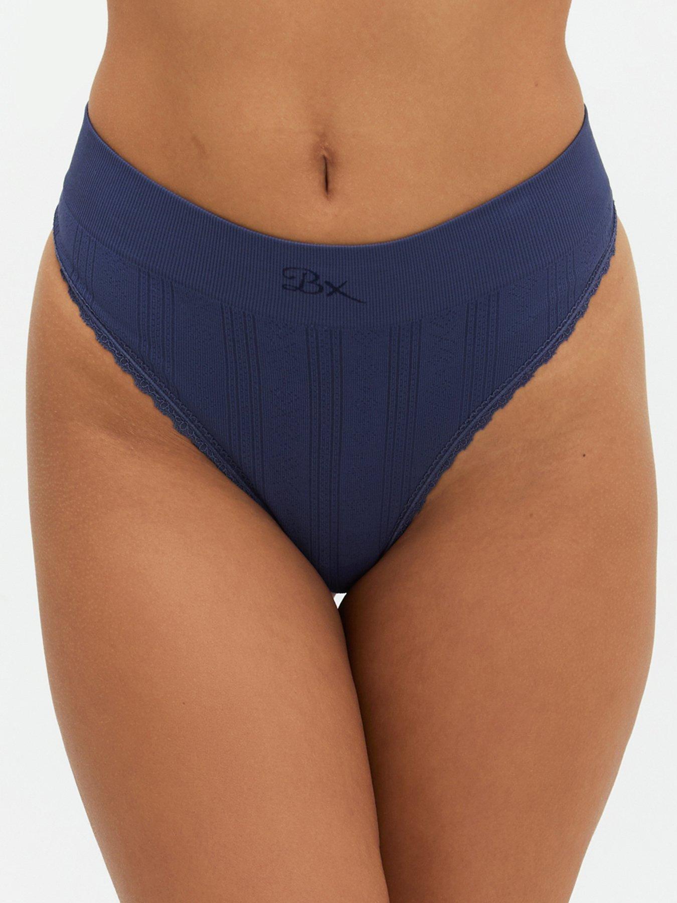 Boux Avenue Pointelle Seamless Thong - Navy