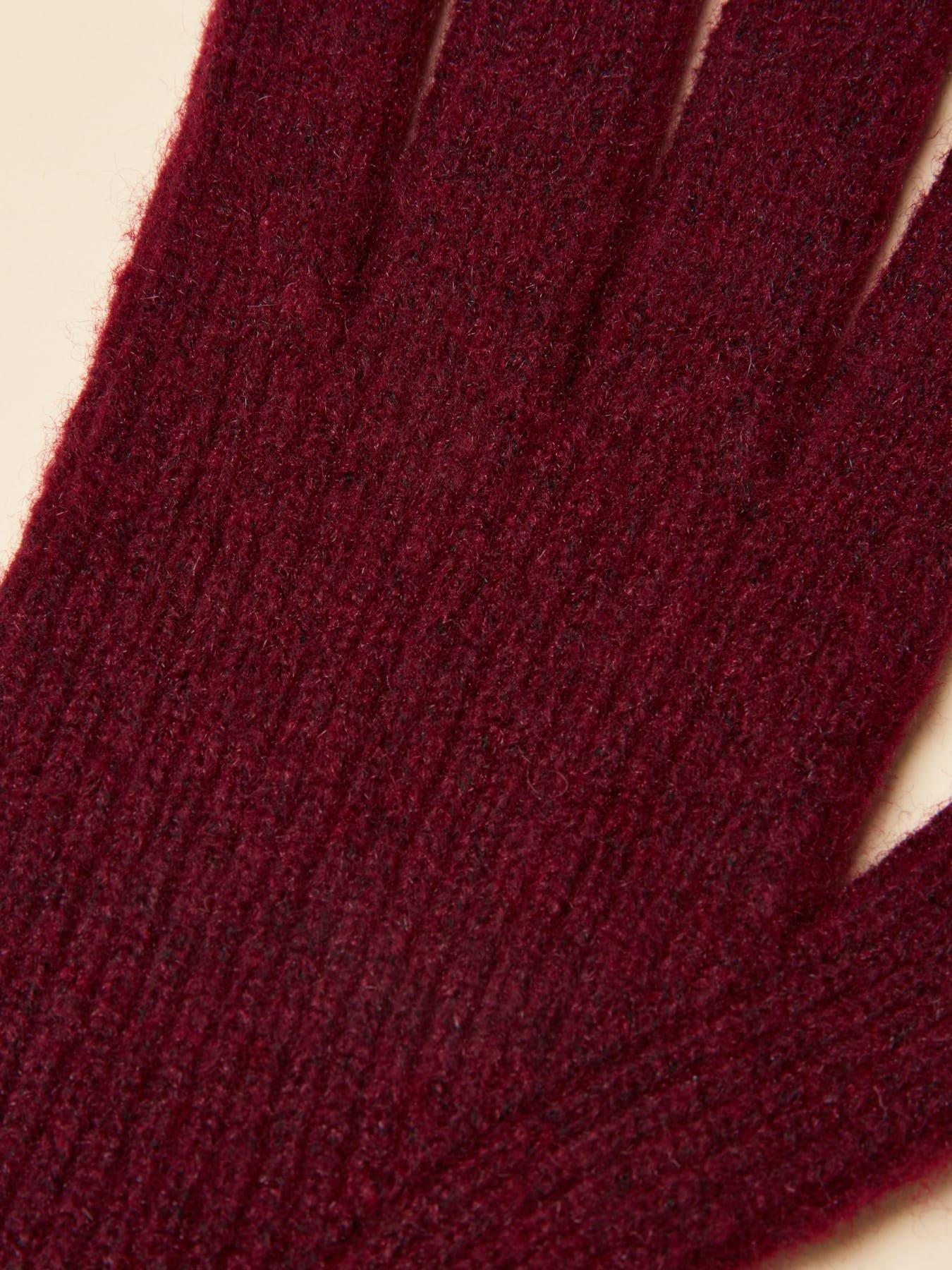 Image 2 of 5 of Joules Womens Fine Knit Ribbed Cuff Gloves - Berry Red