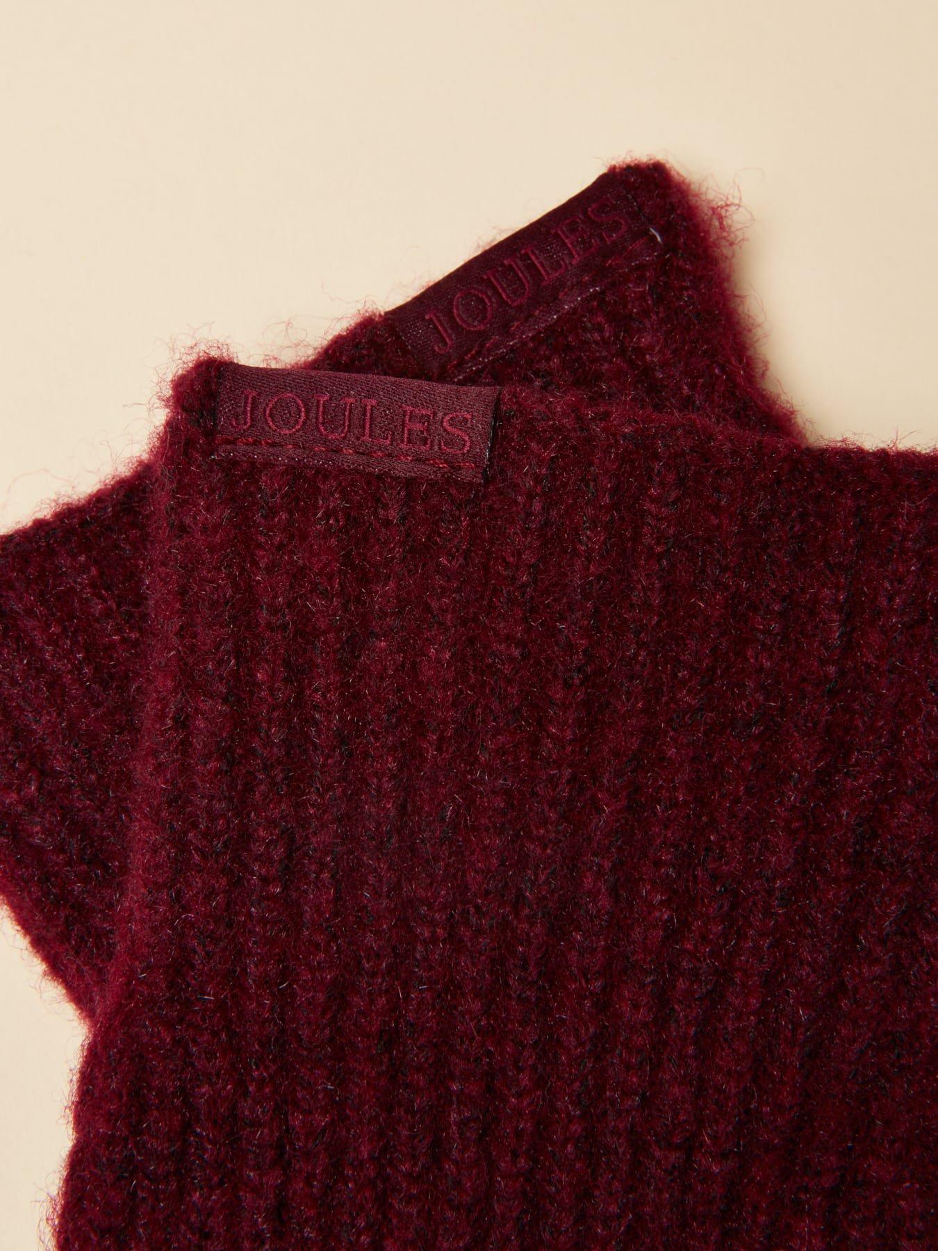 Image 3 of 5 of Joules Womens Fine Knit Ribbed Cuff Gloves - Berry Red