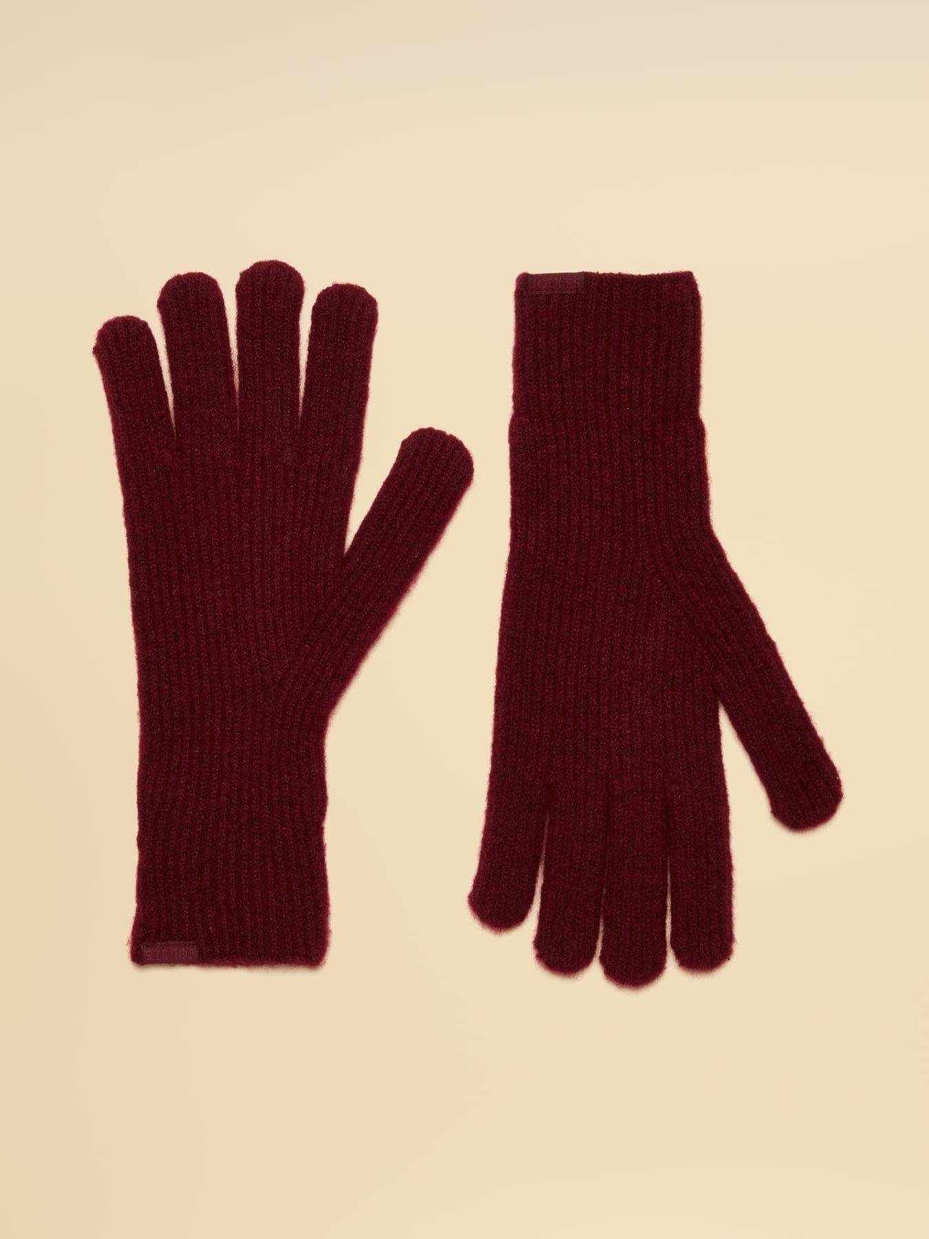 Image 4 of 5 of Joules Womens Fine Knit Ribbed Cuff Gloves - Berry Red